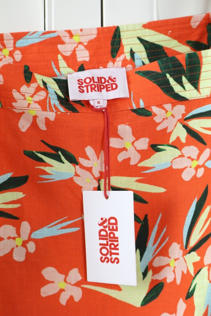 SOLID & STRIPED NWT $225 The Camille Floral Open Side Tie Mini Dress Size Small