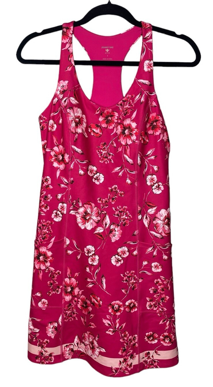 Johnny Was XS Misty Fall Everyday Tennis Dress Pink Floral Print Racerback $270