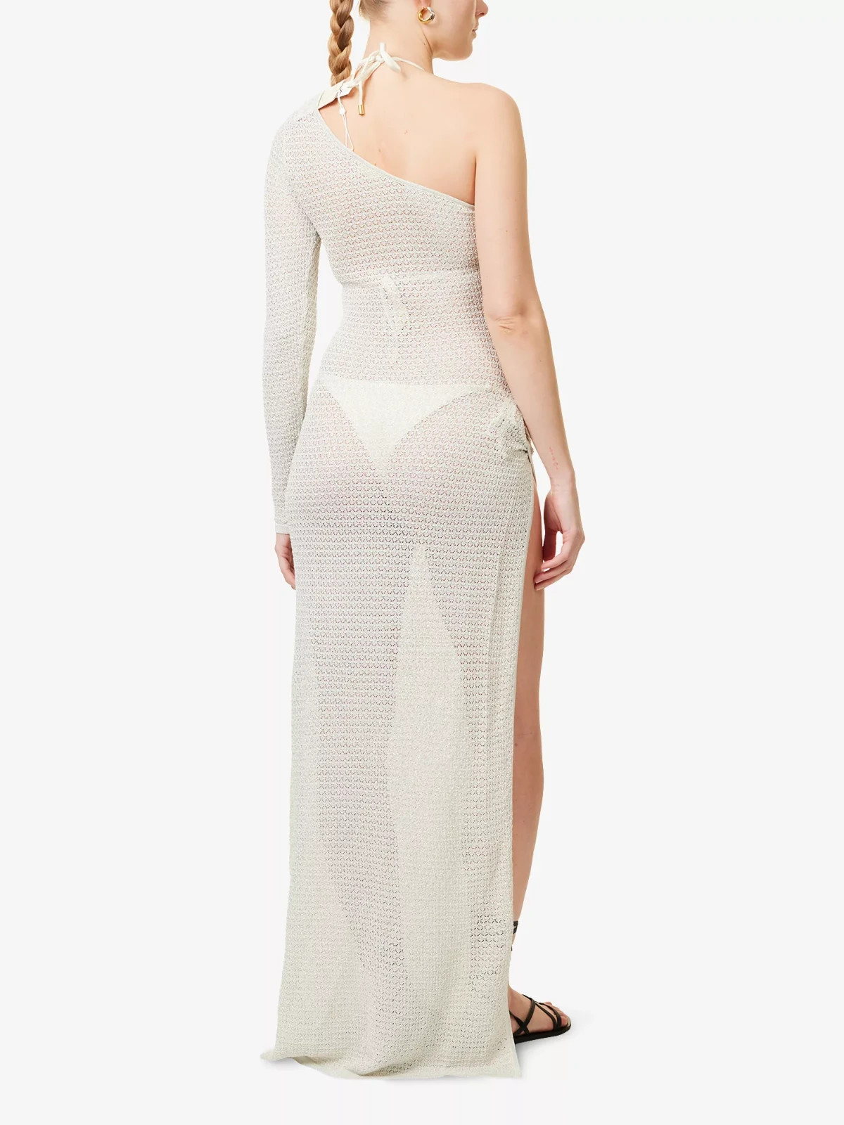 MONDAY SWIMWEAR Palermo On-Sleeve Knitted Maxi Dress Ivory Size 12 RRP £202 NEW
