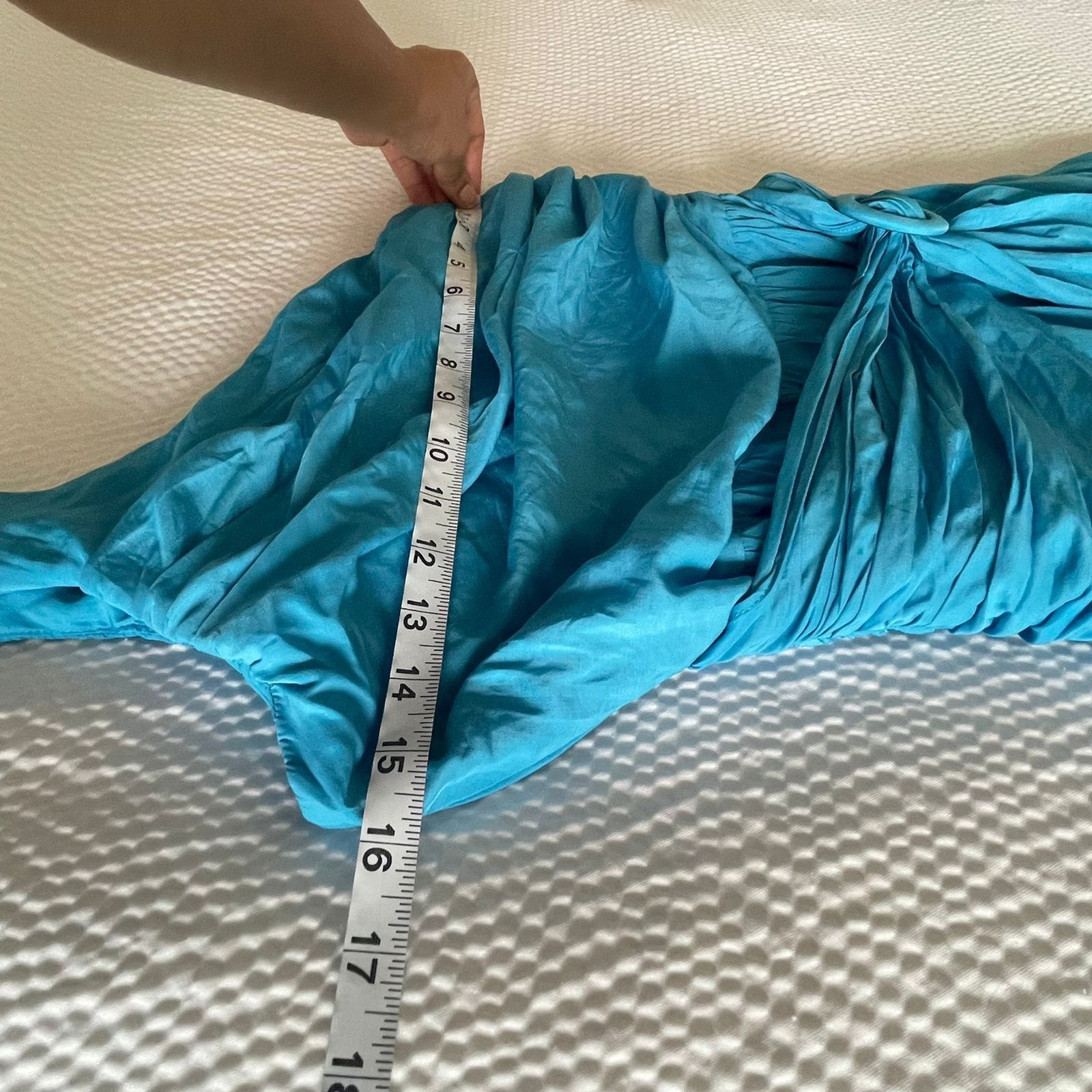 DO+BE Turquoise One Shoulder Mini Dress Size S Cocktail Party Draped Ruched Blue