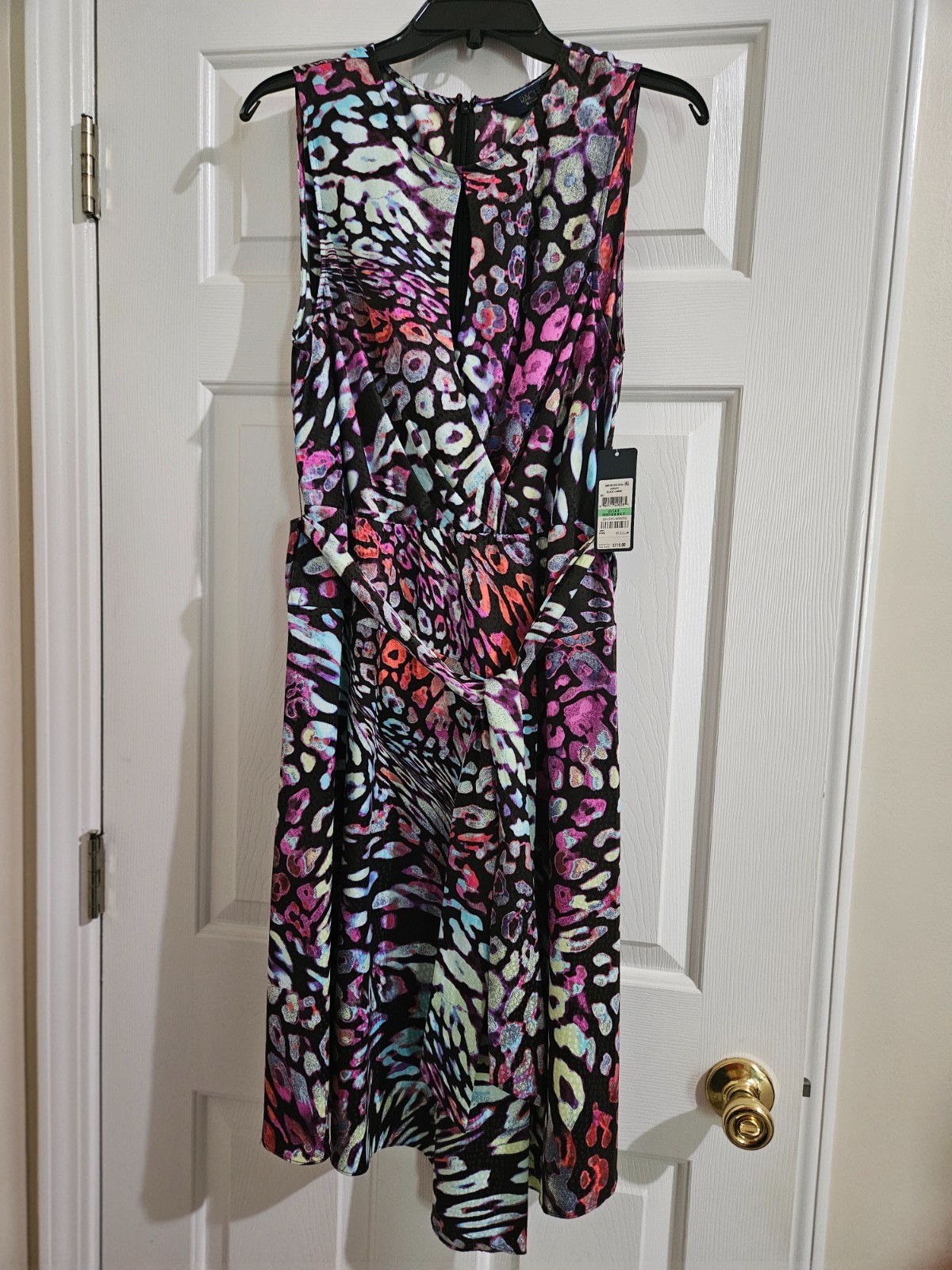 Rachel Roy New Faux Wrap Dress Multicolor Size 8 Asymmetrical Hem NWT