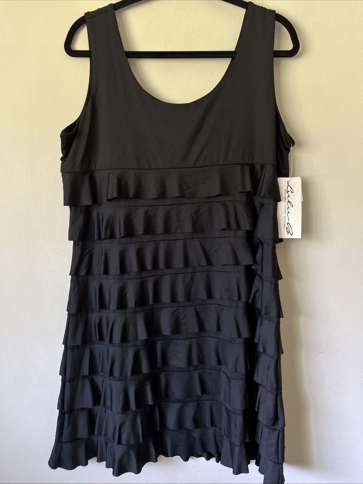 NEW Lulu-B Cha Cha Tiered Ruffle Dress UPF 50+ Black Size Large