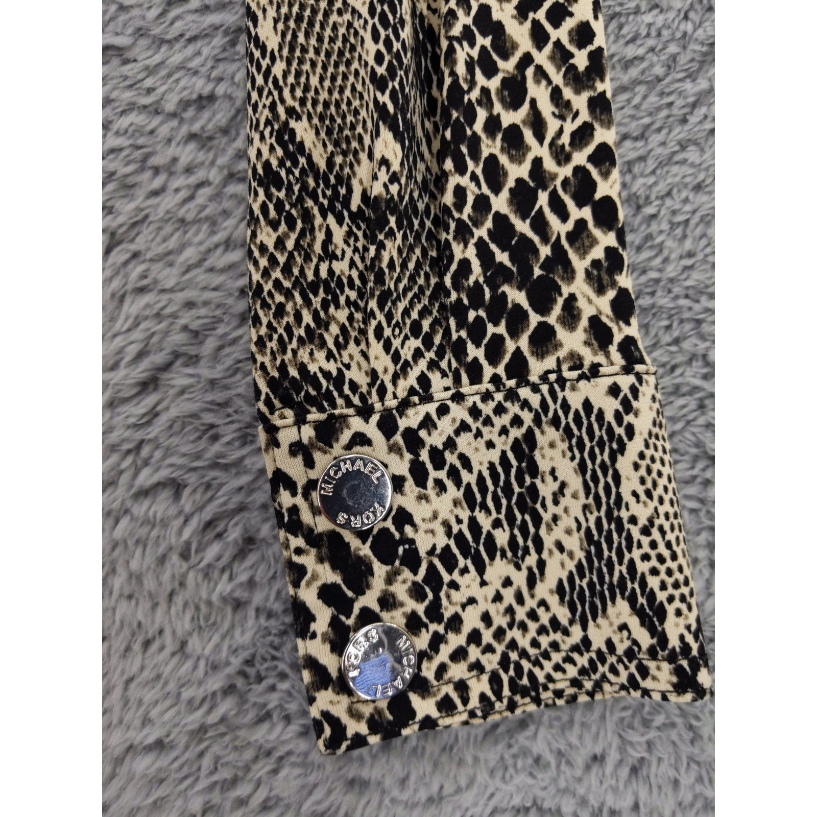 Michael Kors Snake Print Button Front Shirt Dress Long Sleeve Pockets Petite P