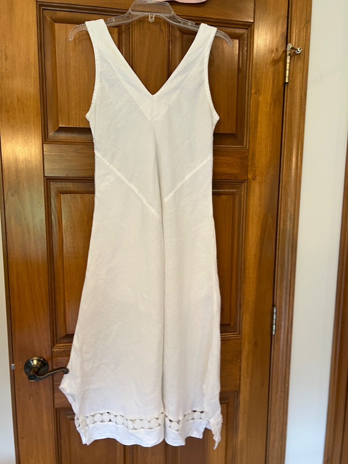 Haris Cotton 100% Linen White Sleeveless Dress Made in Greece EUC Small