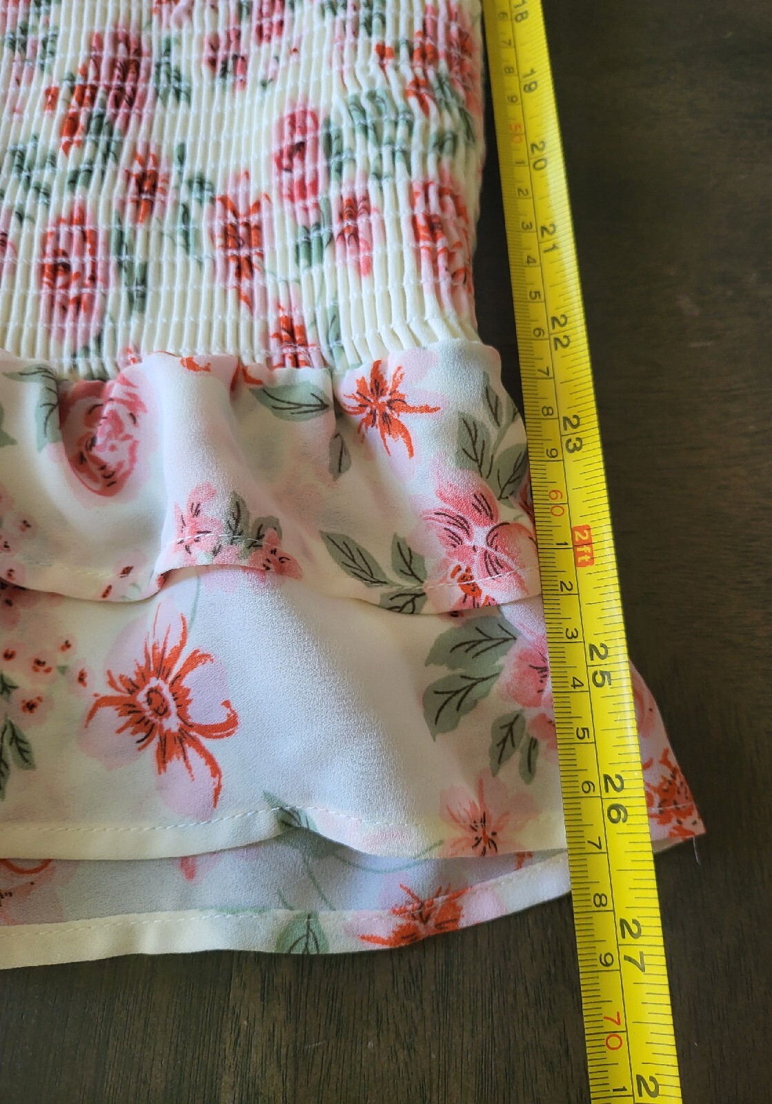 Cloud & Sky Beautiful Cream Floral Ribbed Sundress W/Ruffle Edge Size M