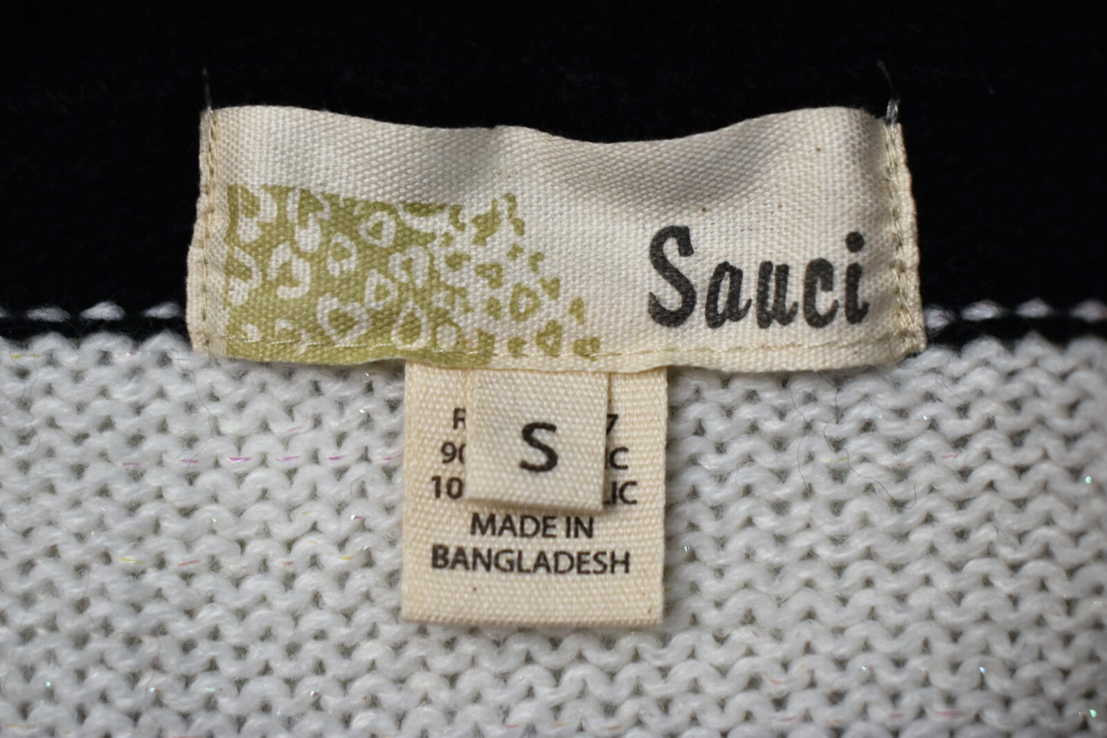 Sauci Dress Sweater White & Black Sweater Size Small Women’s