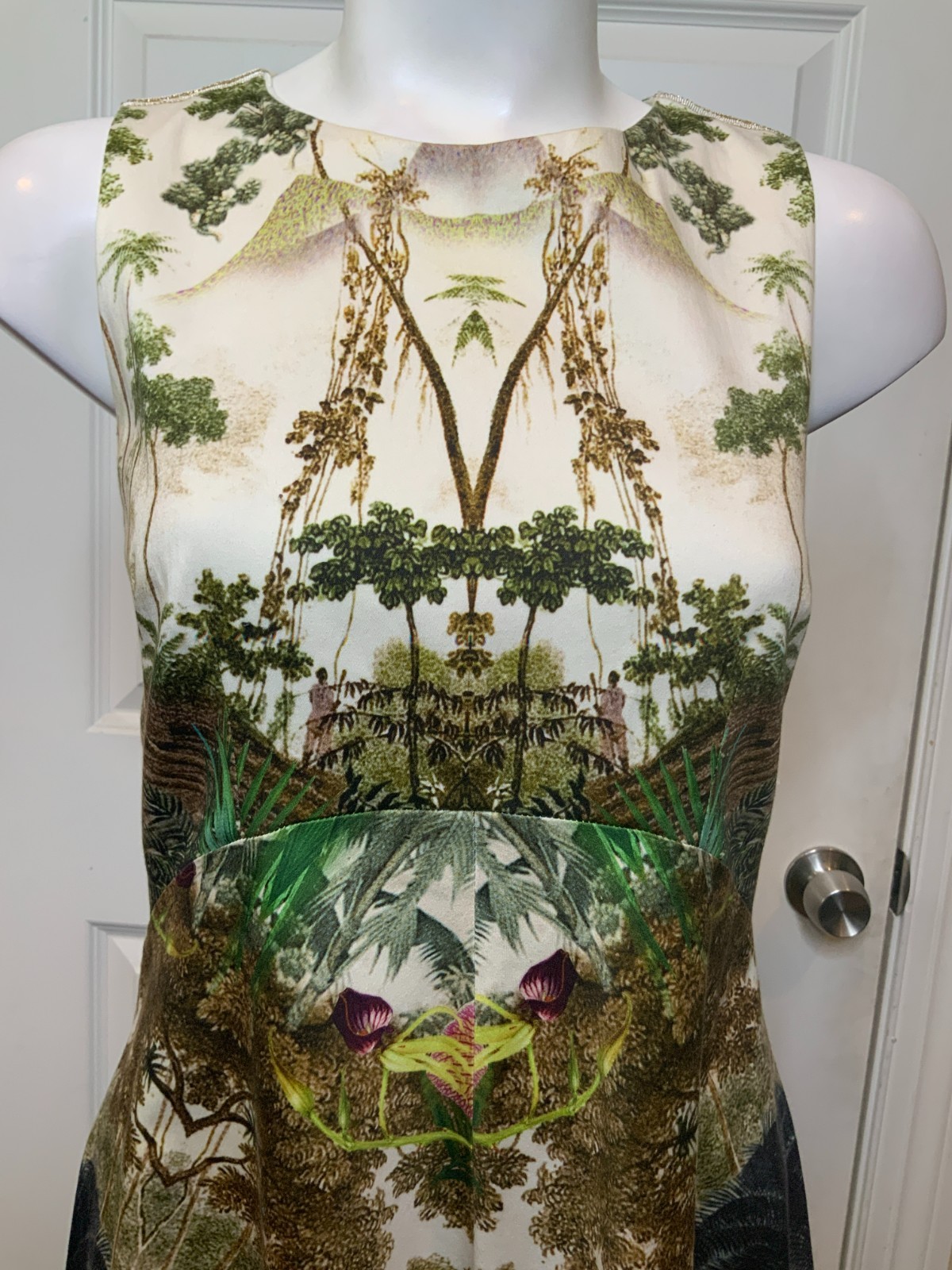 Beatrice B Jungle Print Sleeveless Fit & Flare Dress, Size Small