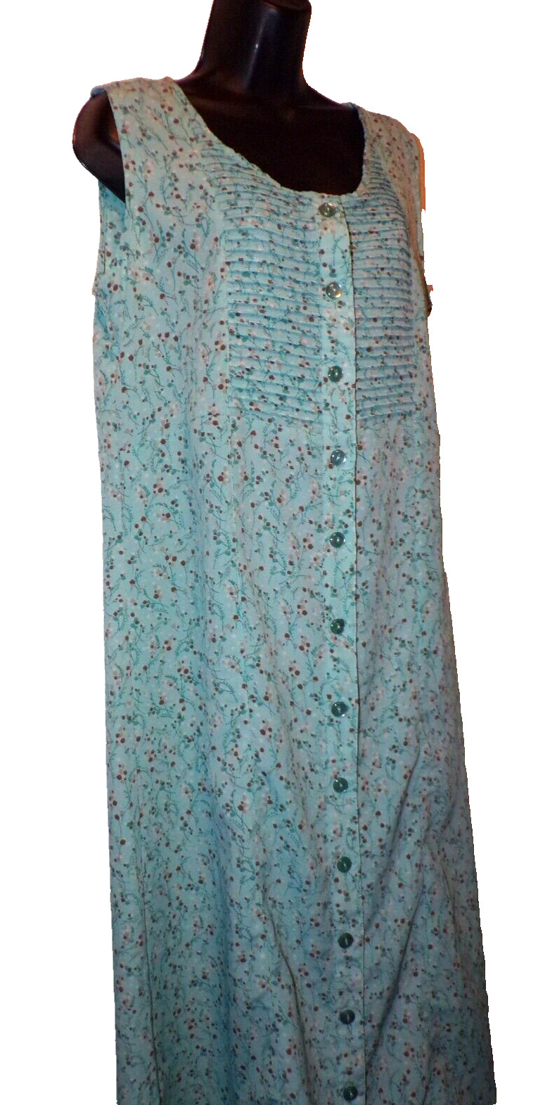 Christopher & Banks pintuck Women water-color light blue button Dress Sz 16 LB2