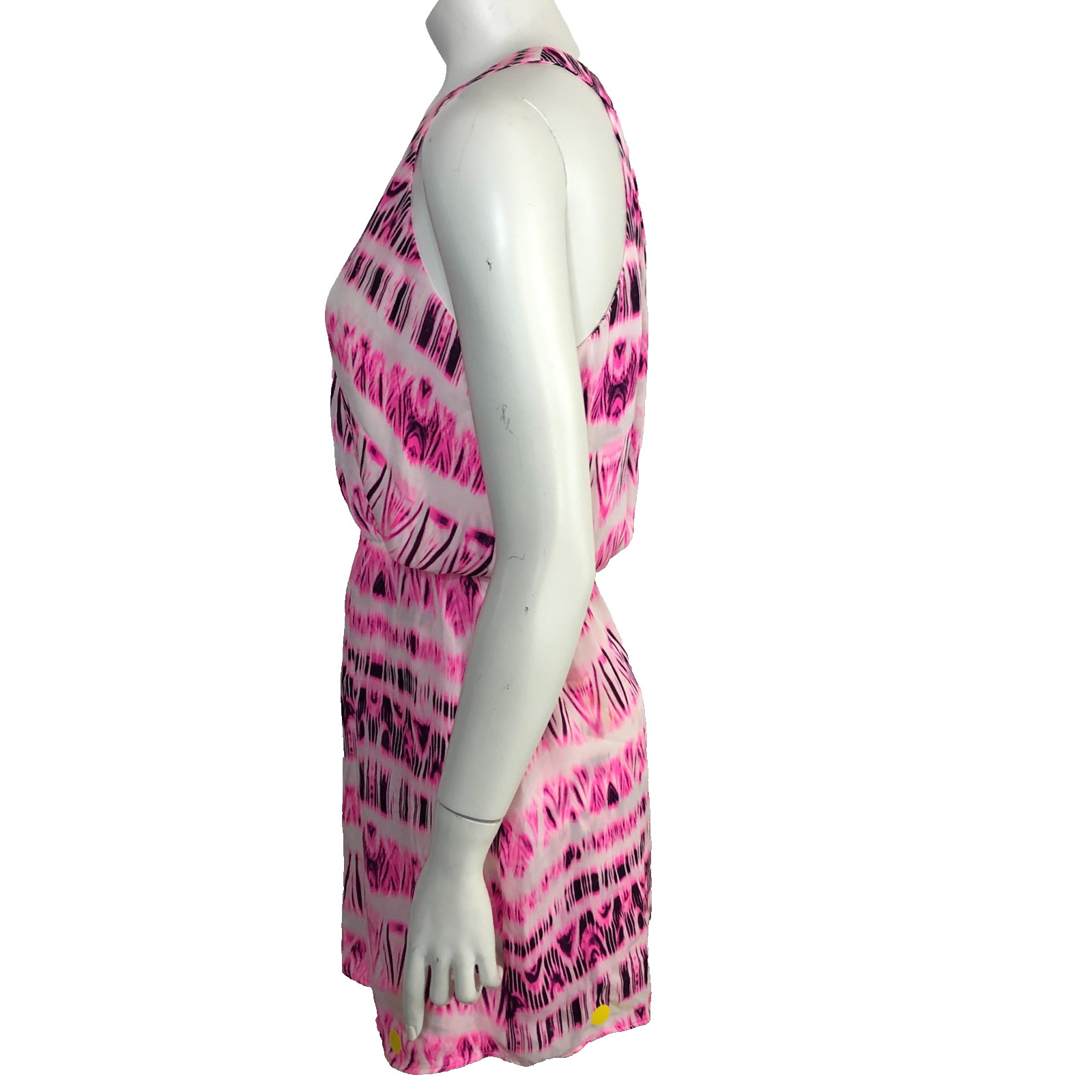 Parker Medium 100% Silk Elastic Waist Mini Dress Pink STAIN PLS READ
