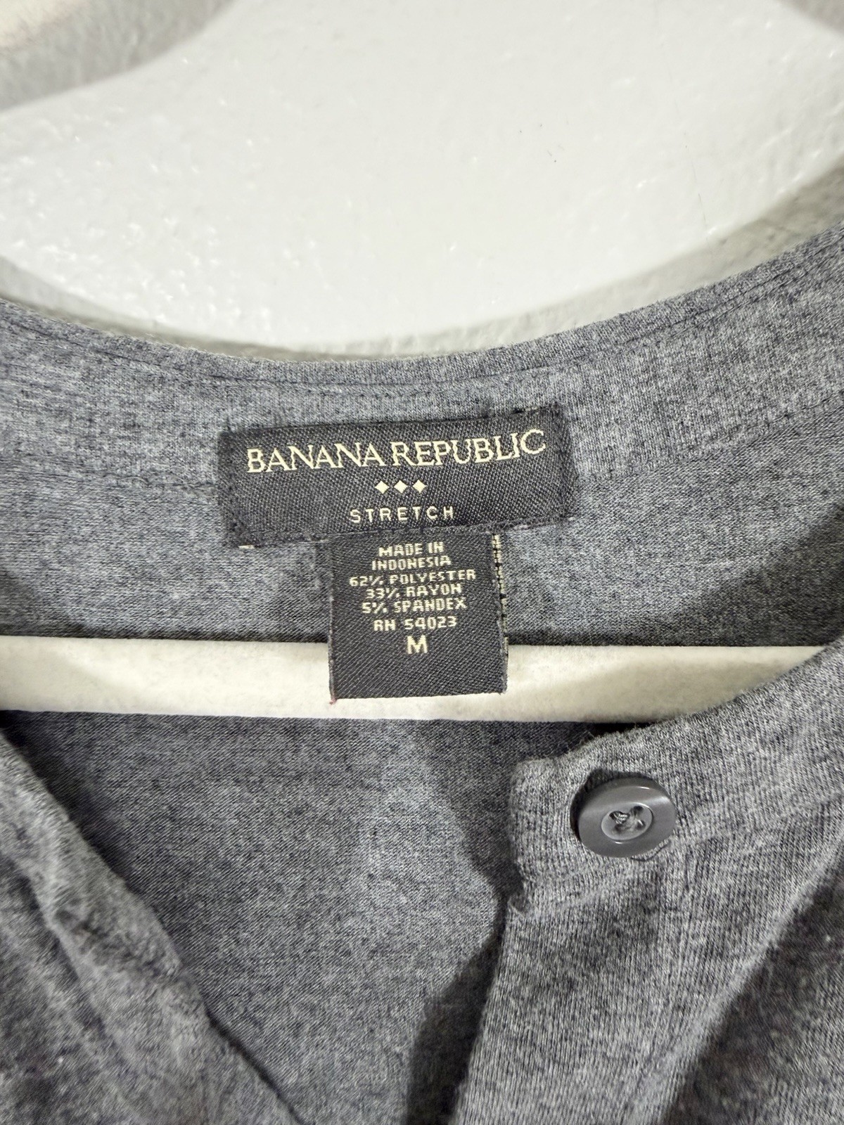 Banana Republic Dress Short Sleeves Button Top Charcoal Gray Jersey Soft Women M