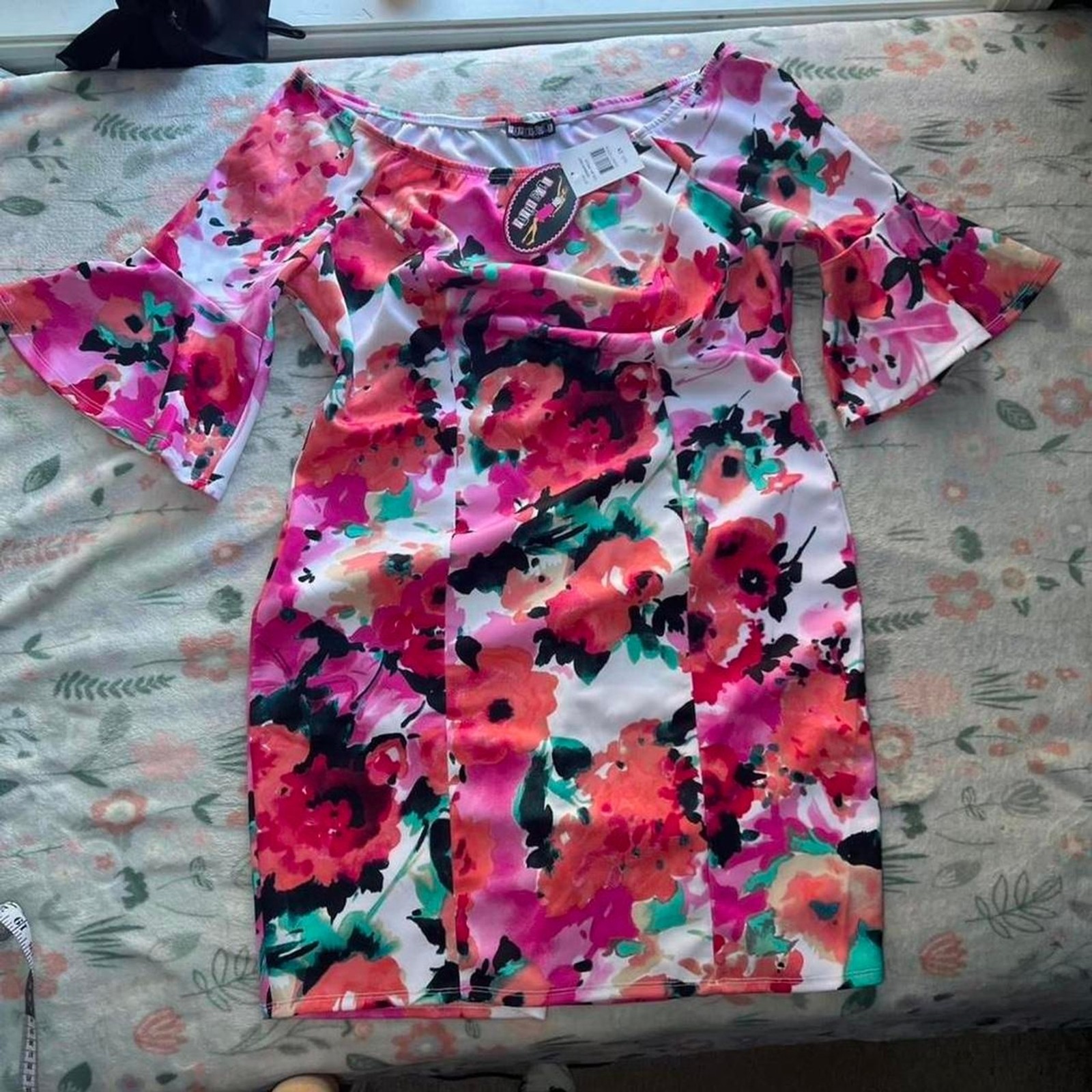 Paper Doll Floral Bell Sleeve Dress 2XL – Fairy Work Business Y2K Retro 70s 80s