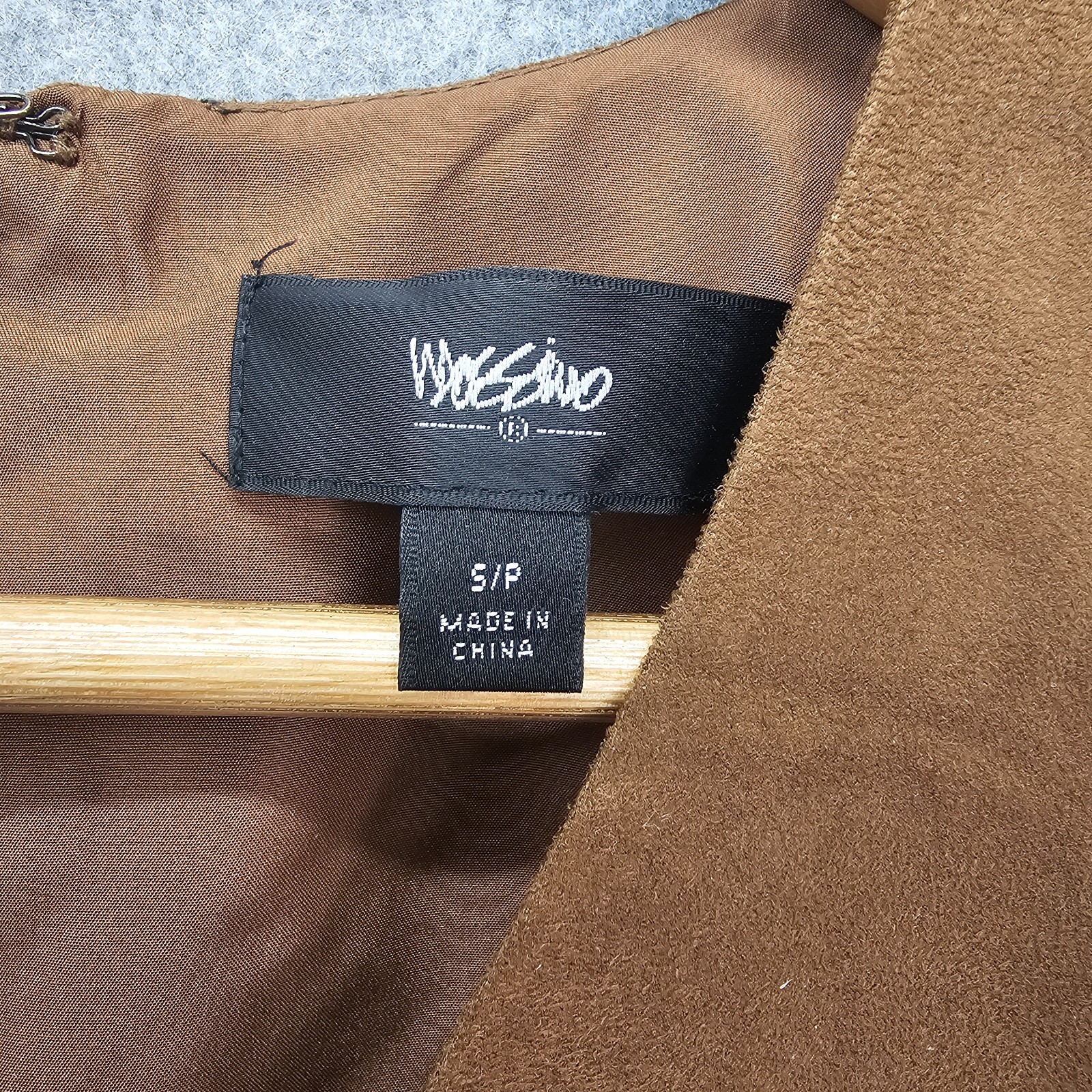 Womens Camel Shift Dress S Brown MOSSIMO Faux Suede Y2K Dark Academia Fall Prep
