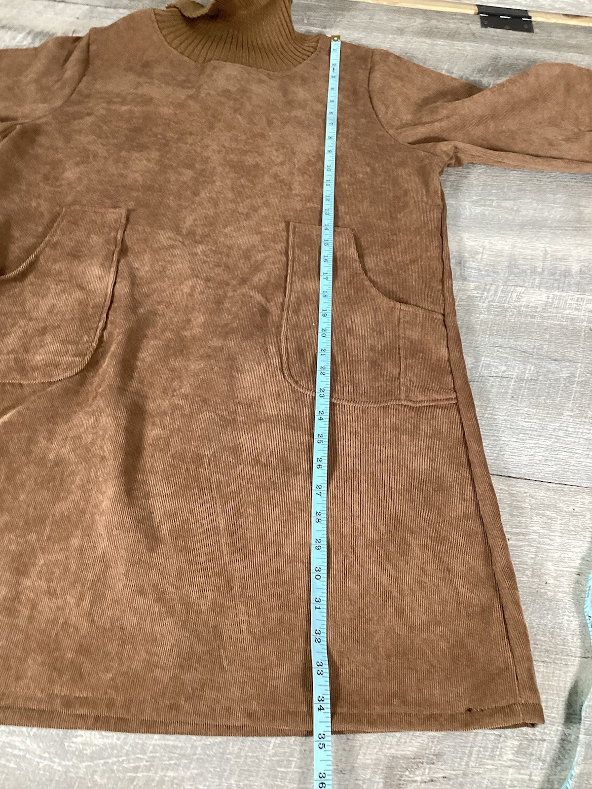 Avery & Maren Womens Turtleneck Corduroy Sweater Dress Brown Size L Winter New