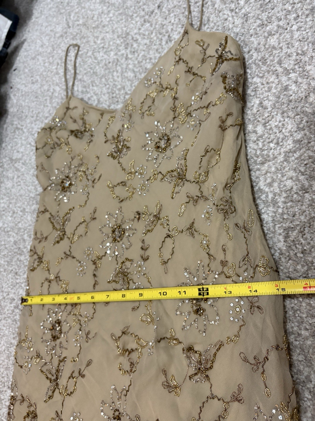 Ralph Lauren Collection Floral Silk Beaded Slip Dress Embellished Bias Vintage
