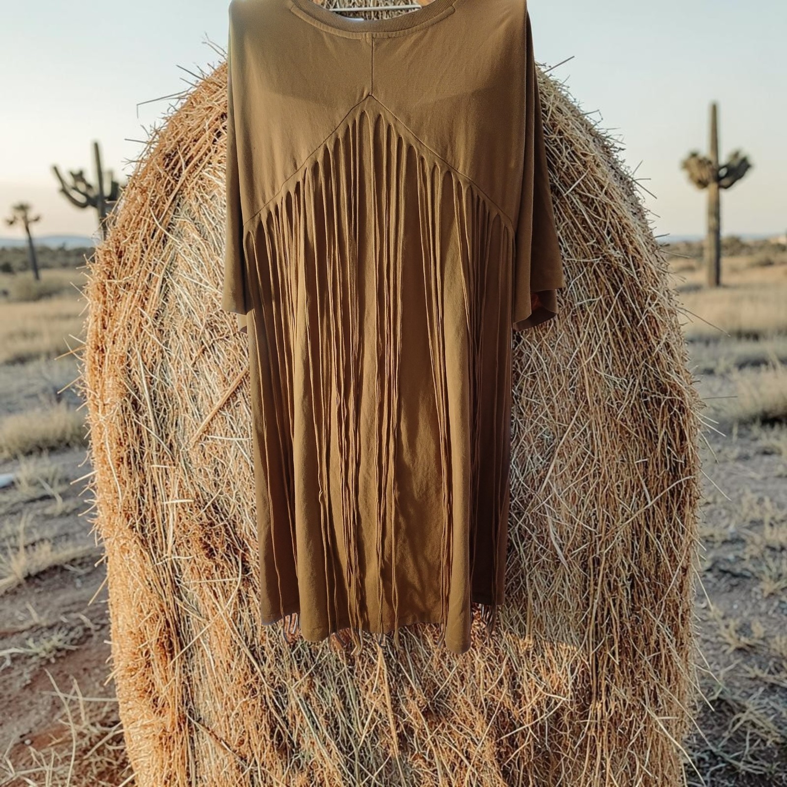 ASOS DESIGN T-shirt Mini Dress with Fringe Size L