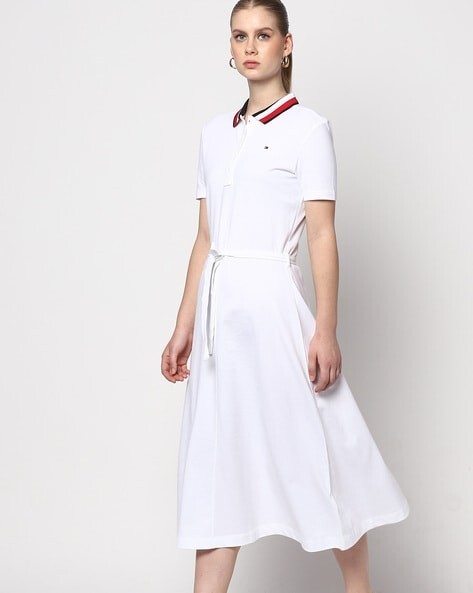 Tommy Hilfiger White Midi Polo Shirt Dress w/ Tie-Up Women’s 3XL