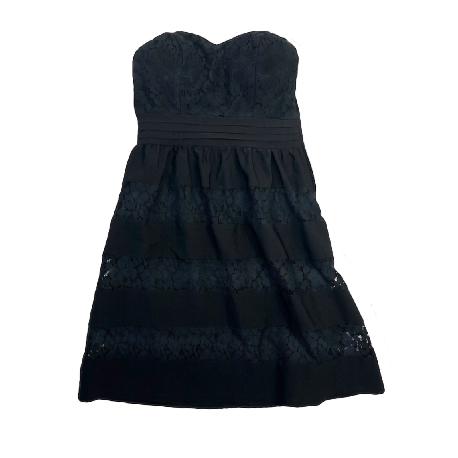 American Rag Strapless Dress Womens Size XS Black Lace Layered Tulle Trim Mini