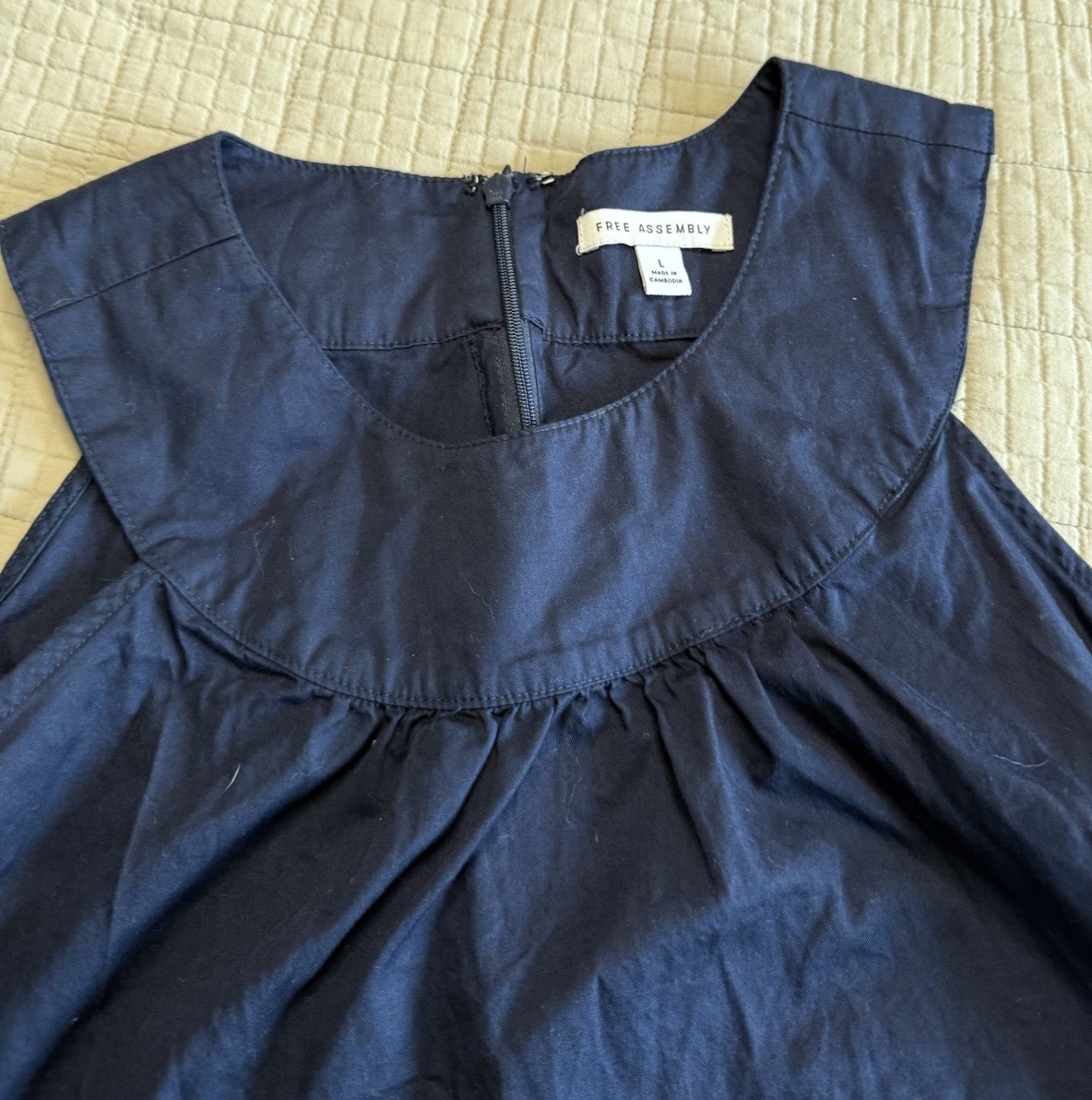 Free Assembly Large Belted Sleeveless Shift Dress Dark Blue Navy No Belt