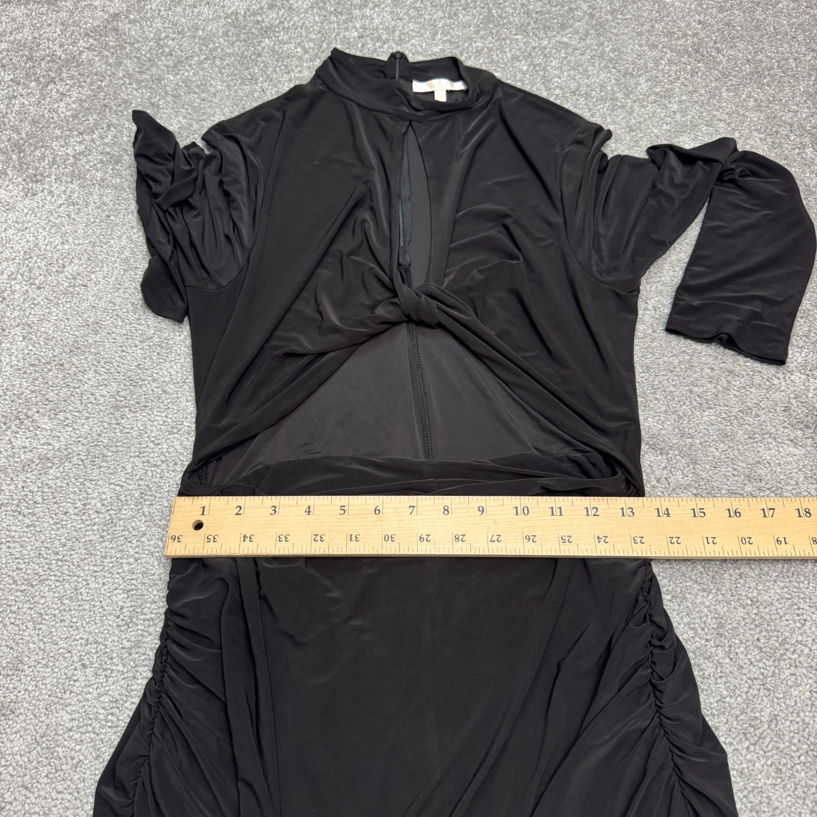 WAYF Cut Out Twisted Front Long Sleeve Maxi Dress Womens XL Black Slit Formal