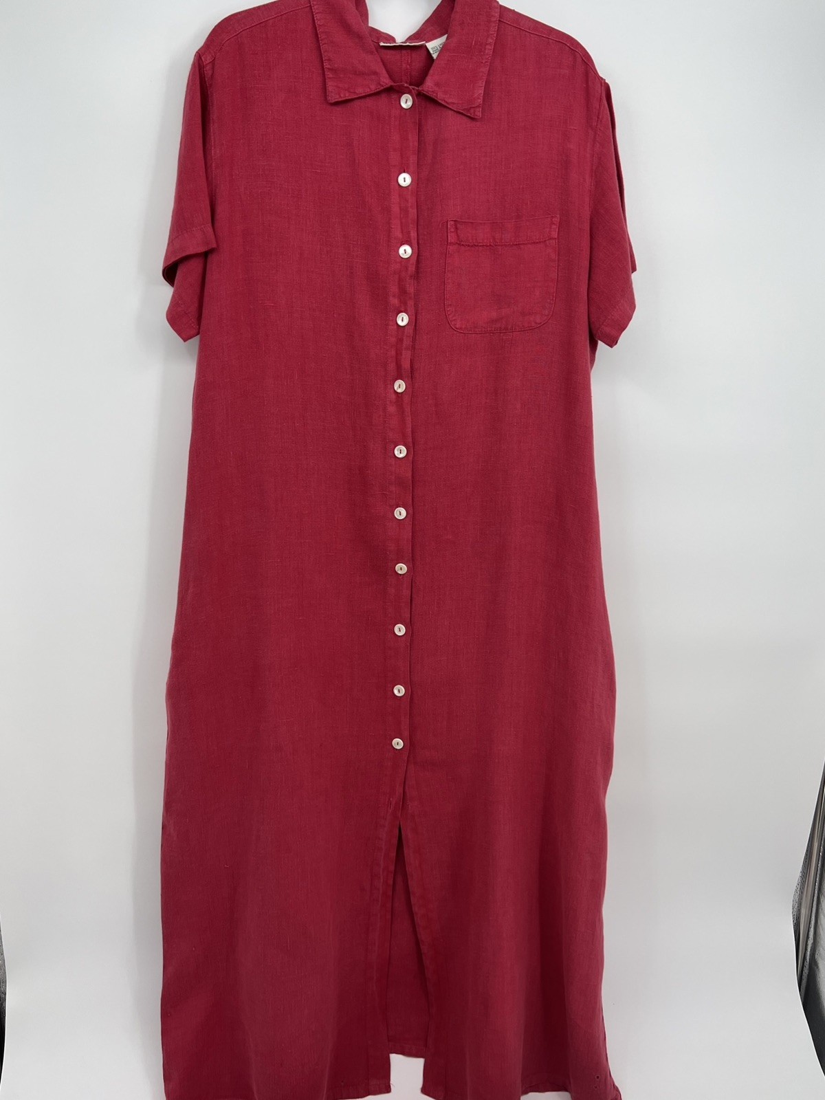 Sunbelt Red Raspberry Dress Womens -size XL 100% Linen Lagenlook Vintage