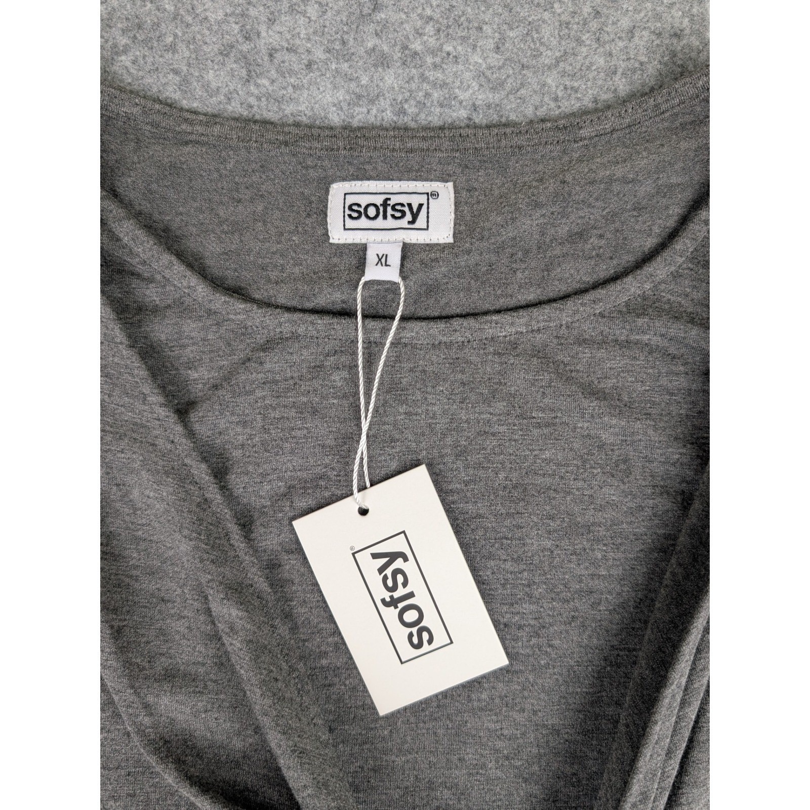 Sofsy Maternity Nursing Dress Heather Grey Tie Front Short Sleeve XL NWT