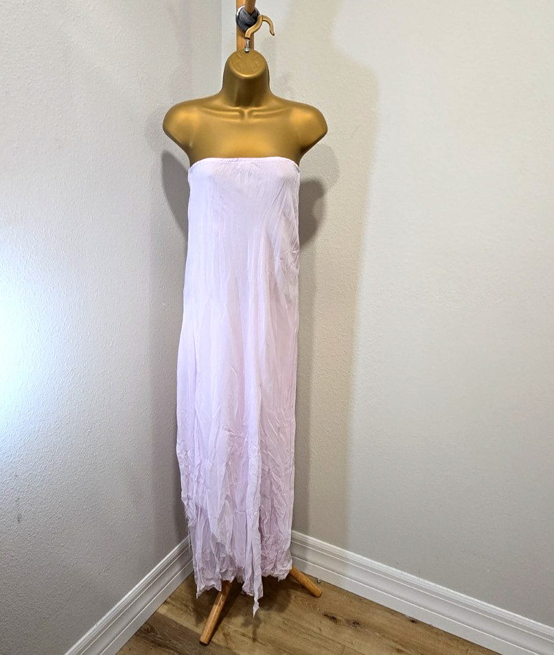 Zara Midi Dress Med Lavender Crinkle Semi Sheer Asymmetric Fairy Grunge Ethereal