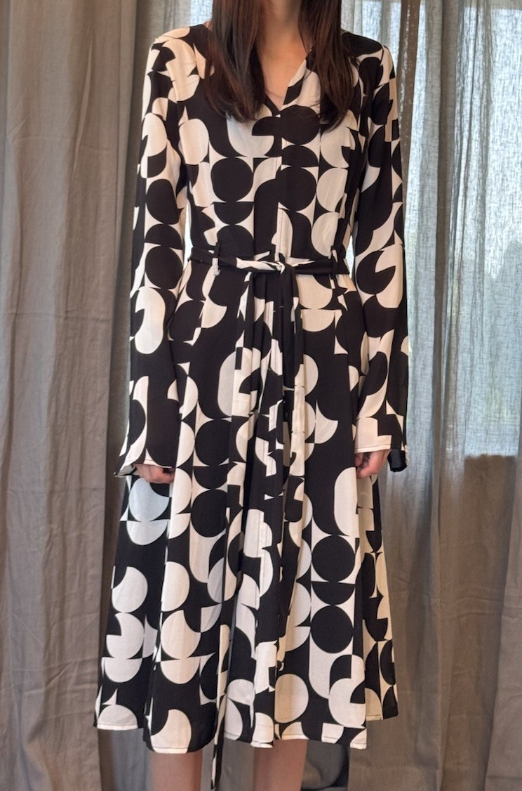 Black White Abstract Midi Dress Size M Professional Career