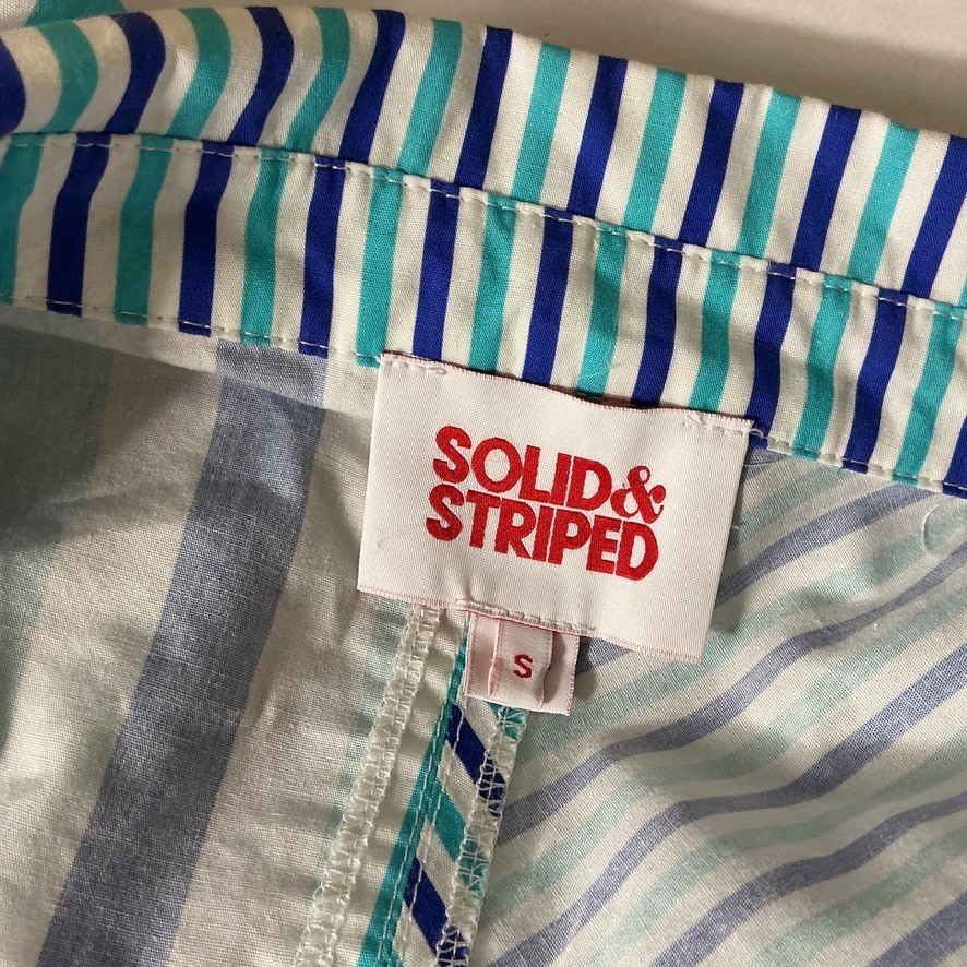 Solid & Striped Blue White Open Back The Emerson Striped Shirt Dress S