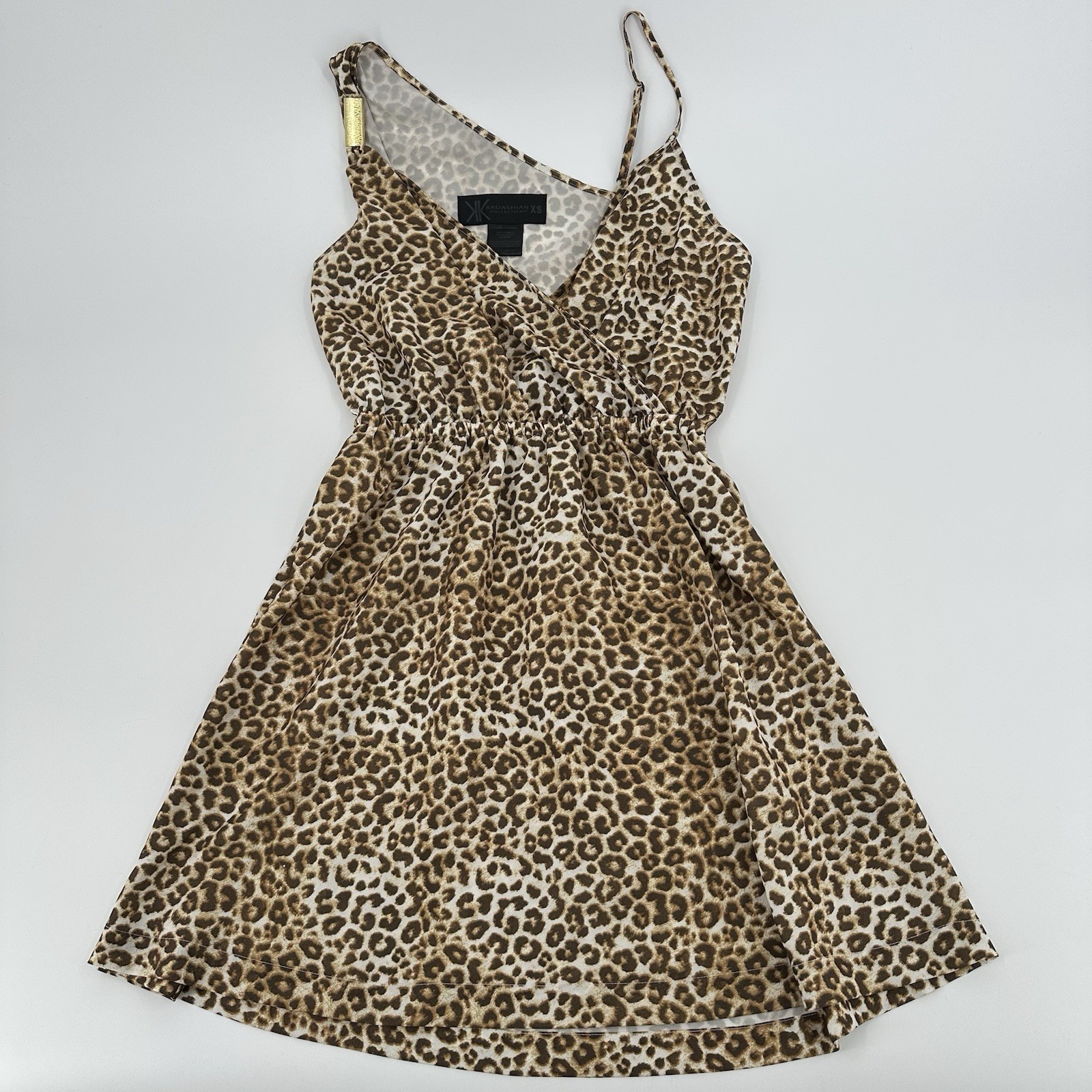 Kim Kardashian Georgette Dress Women’s XS Cheetah Leopard Print Lightweight