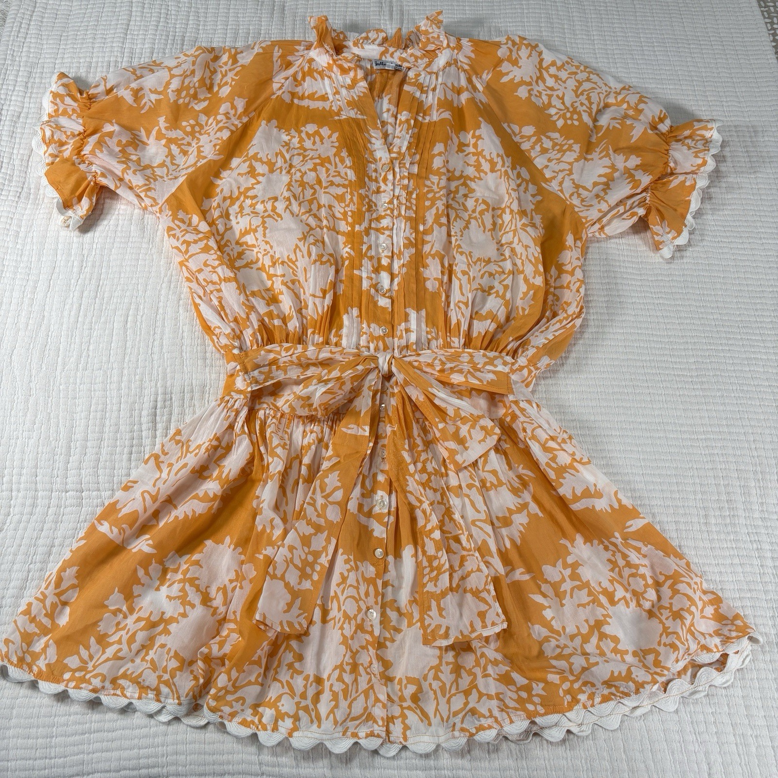 Juliet Dunn Dress Women 1 US 4/6 Palladio Floral Blouson Mini Button Embroidered