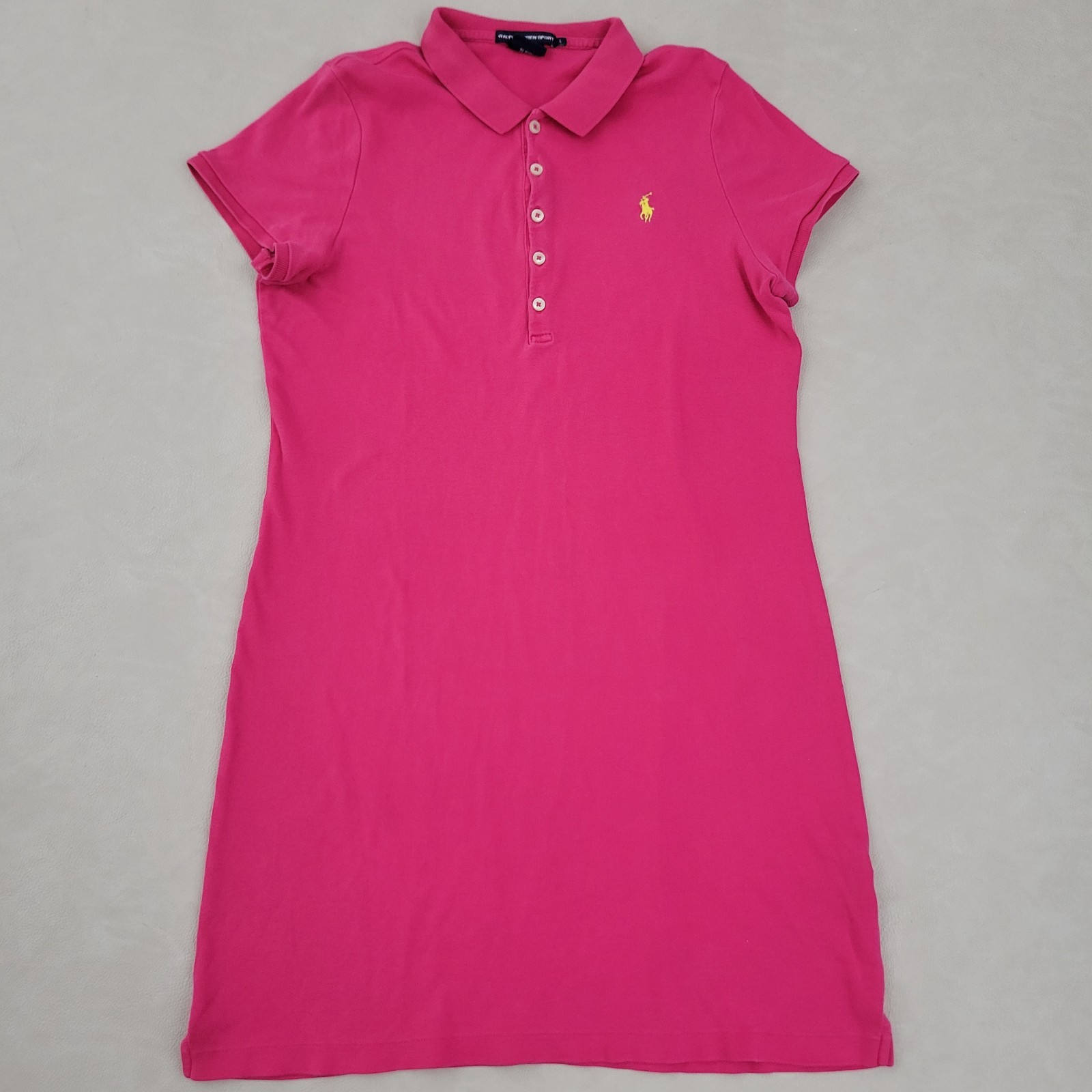 Ralph Lauren Polo Sport Shirt Dress Womens L Pink Preppy Classic Heritage