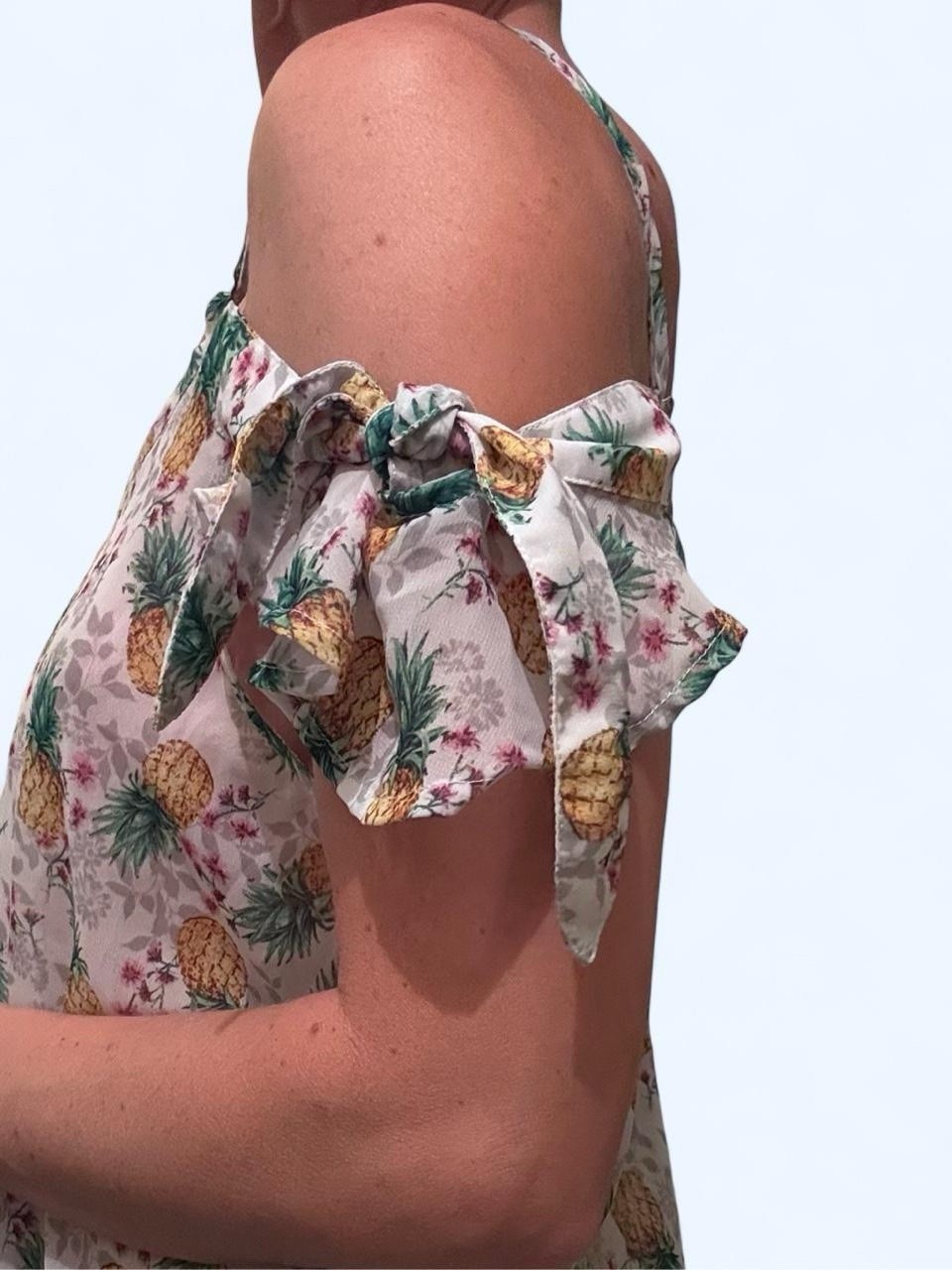 Miken Swim Mult Tropical Floral Cold Shoulder Mini Dress V-Neck Bow Short Sleeve