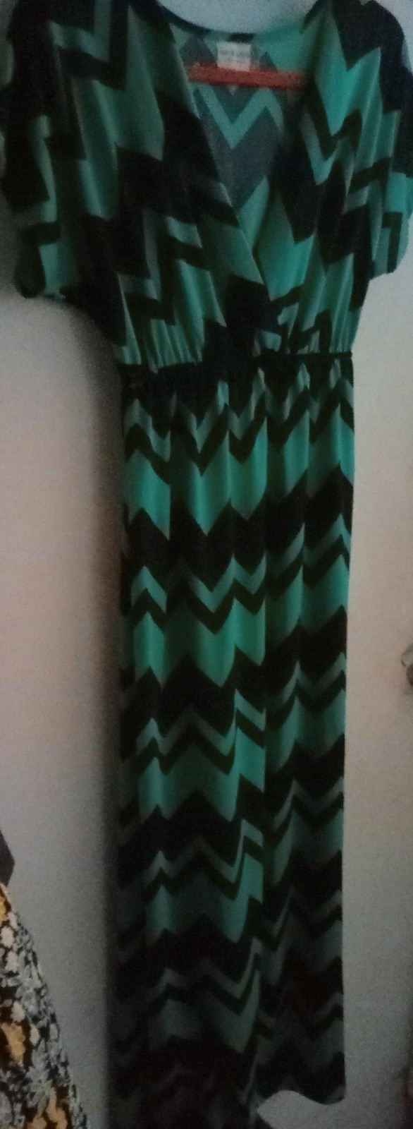 Jon & Anna Geometric Chevron Maxi Dress Green Black