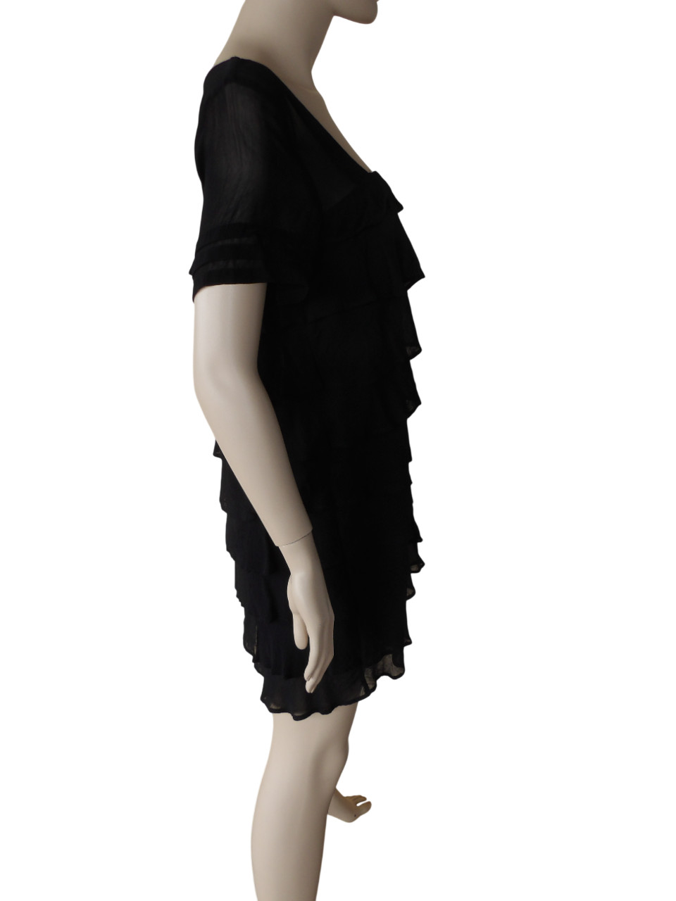 ASOS Tiered Black Dress Ruffle Flowy Chiffon Whimsigoth Baddie Sz 8 M Witchy Boh