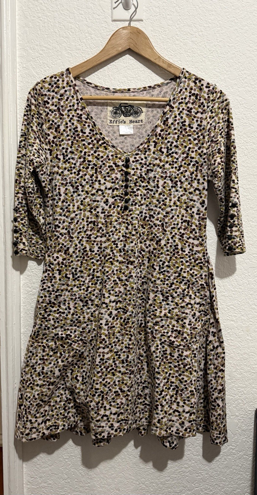 Effies Heart Womens Polka Dot Scoop Neck Dress, Size Large