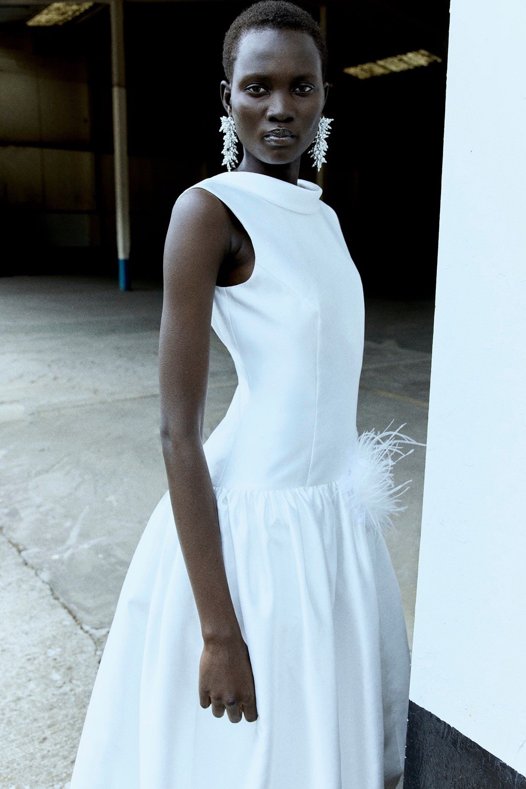 Self Portrait WHITE TAFFETA BUBBLE HEM MIDI DRESS $ 780 Size US 10 UK 14