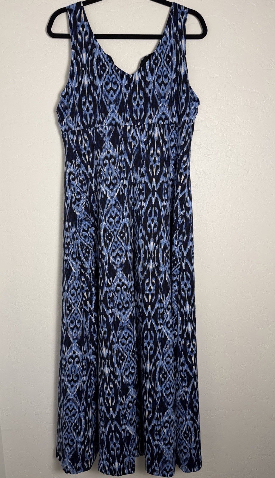 RN Studio Blue Multicolored Striped Floral Sleeveless Maxi Dress Women’s Size 14