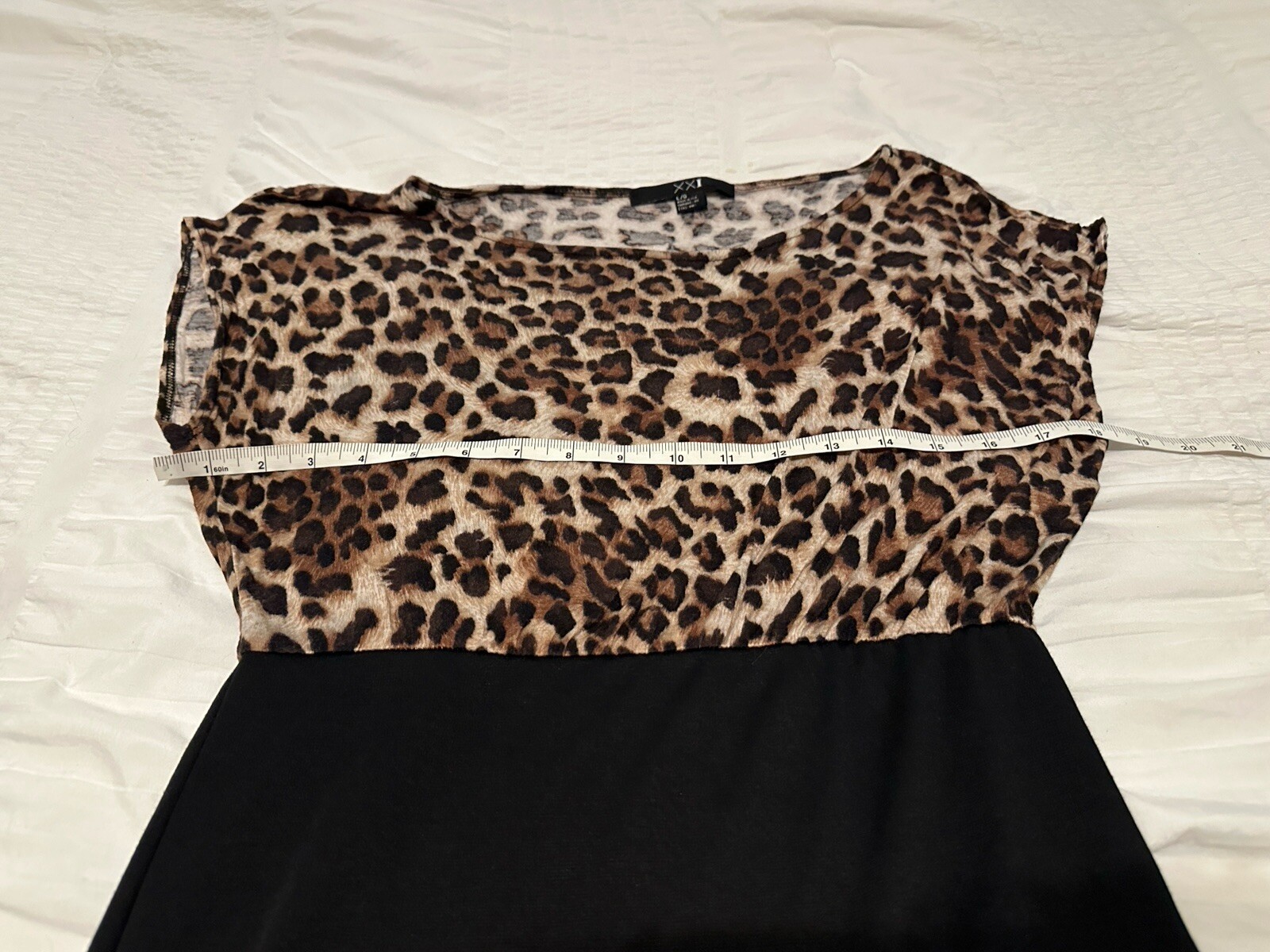Forever 21 Leopard Black Bodycon Soft Lightweight Dress Women’s Jrs Size L EUC