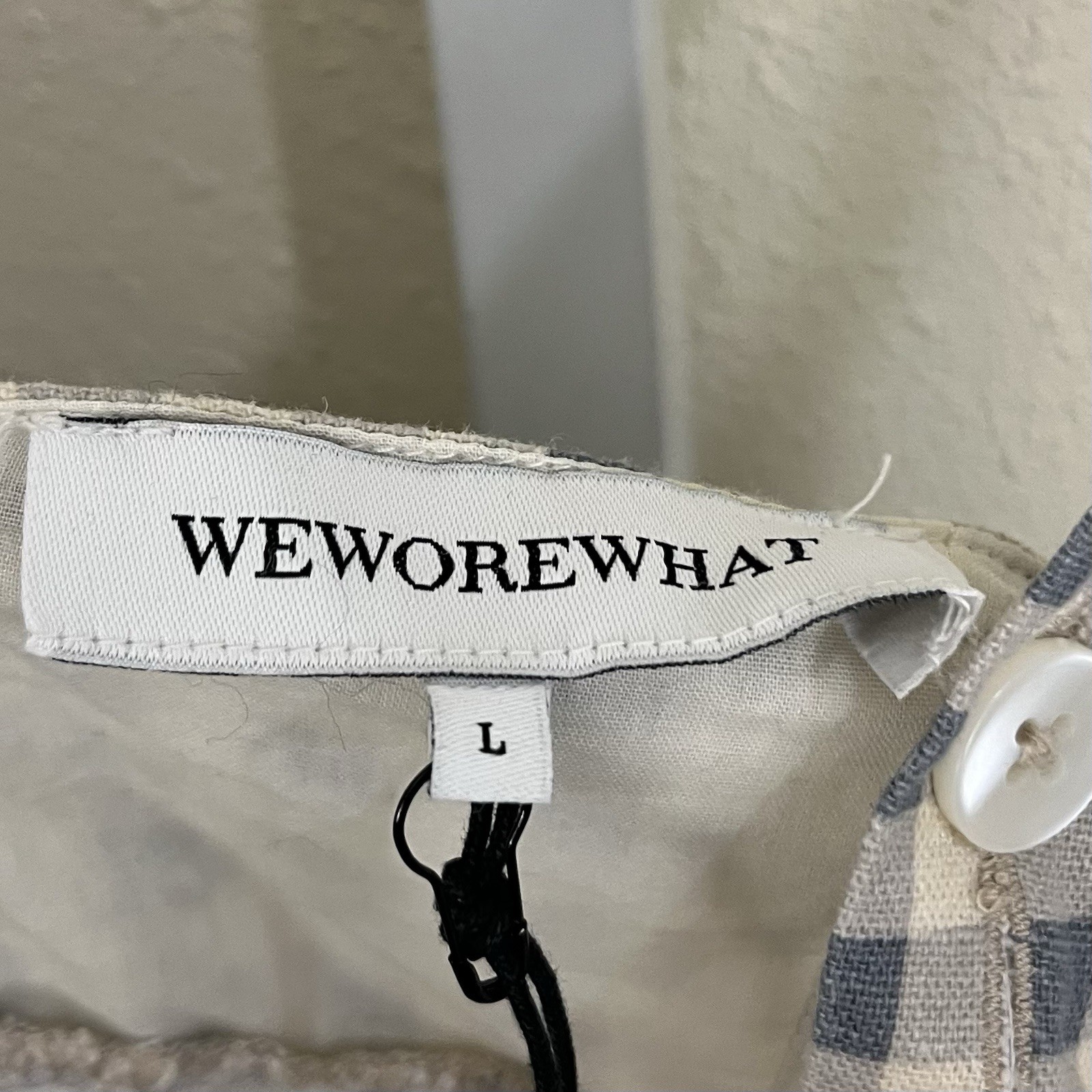 WeWoreWhat Blue Gingham Linen Blend Midi Sundress Large