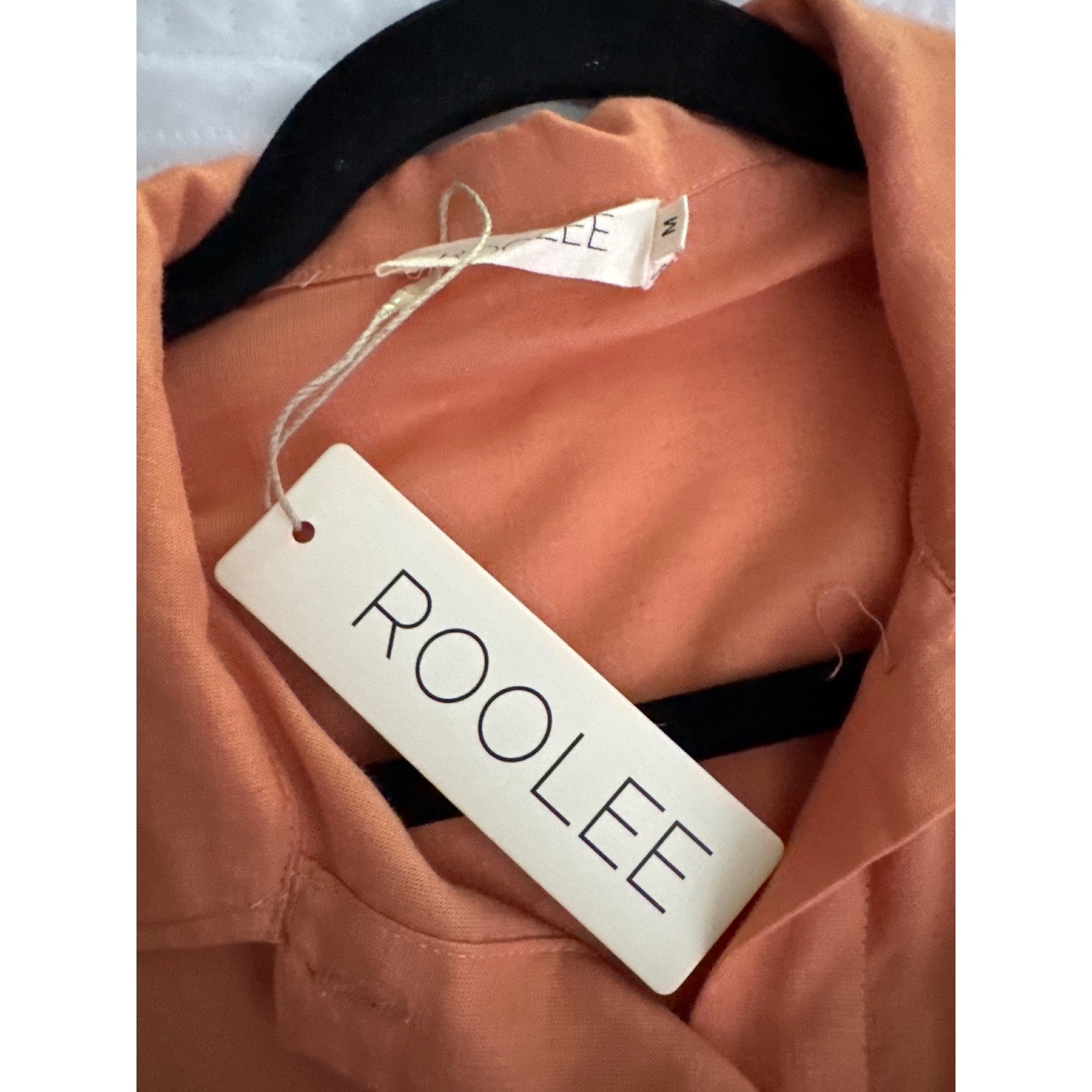 NWT Roolee Button Front Dress Orange Babydoll Short Sleeve Linen Blend Medium