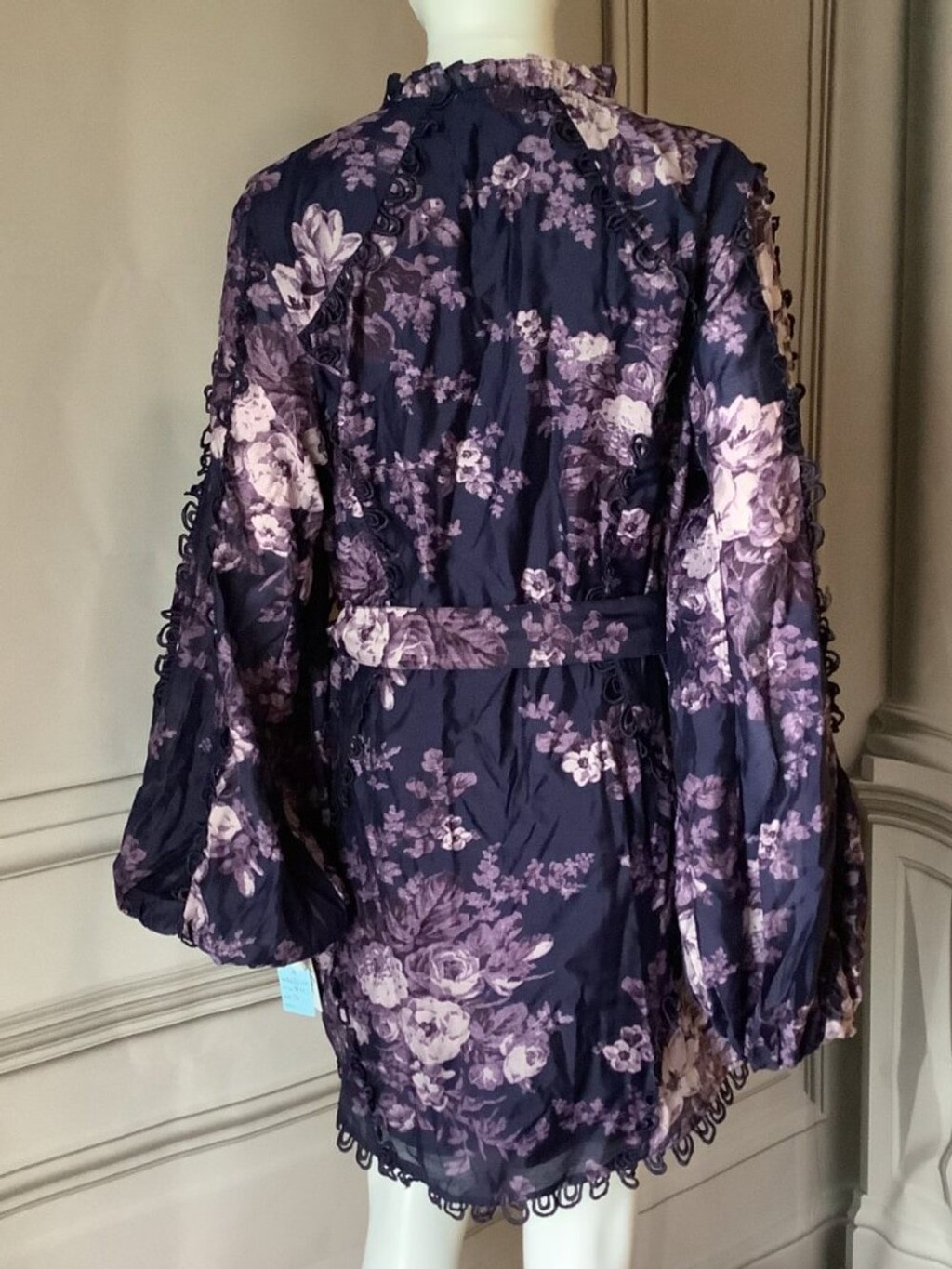 ✨AASOS DESIGN High Neck Long Sleeve Mini Dress – Dark Floral Multi – Size 12 – N