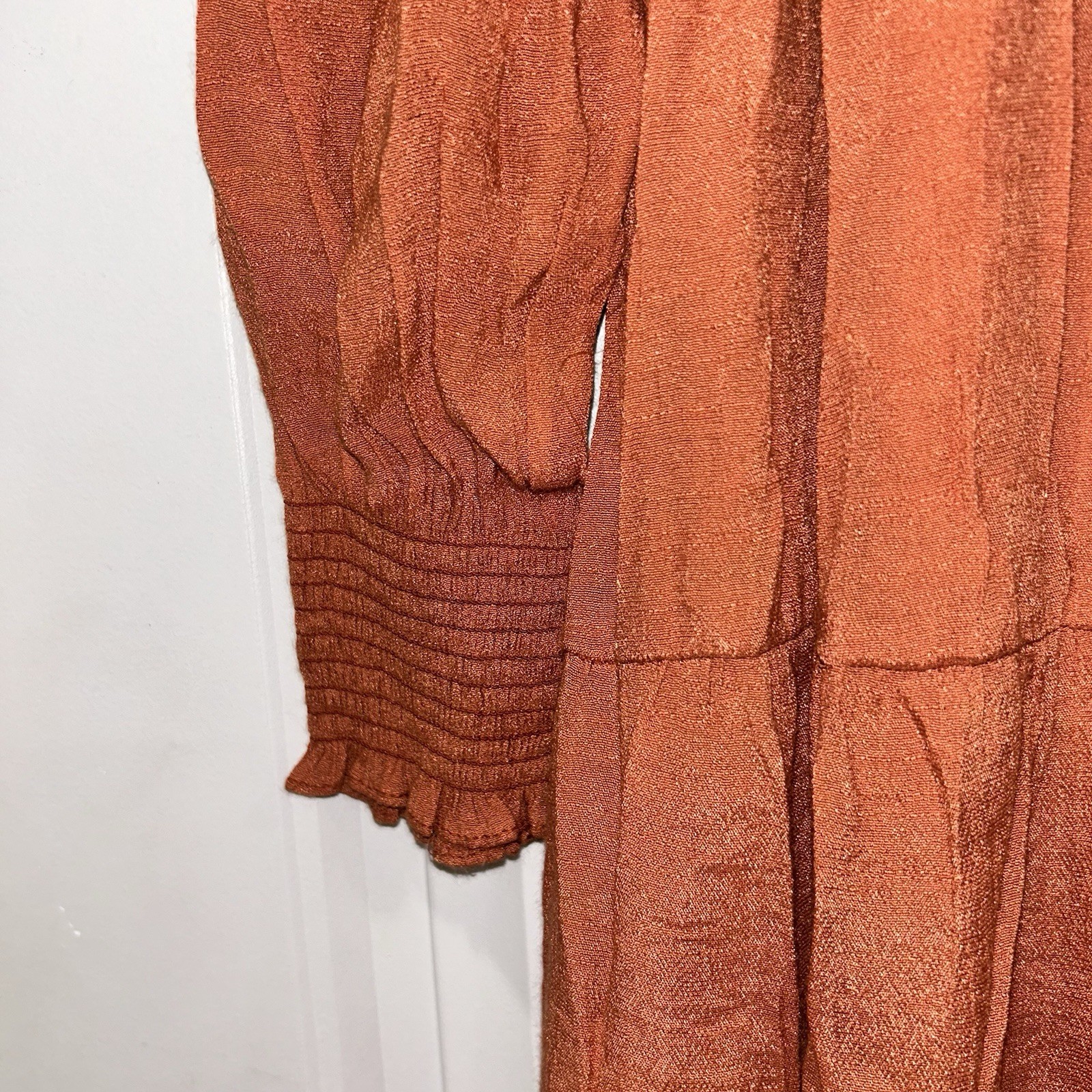 Blu Pepper Rust Smocked Bodice Maxi Dress
