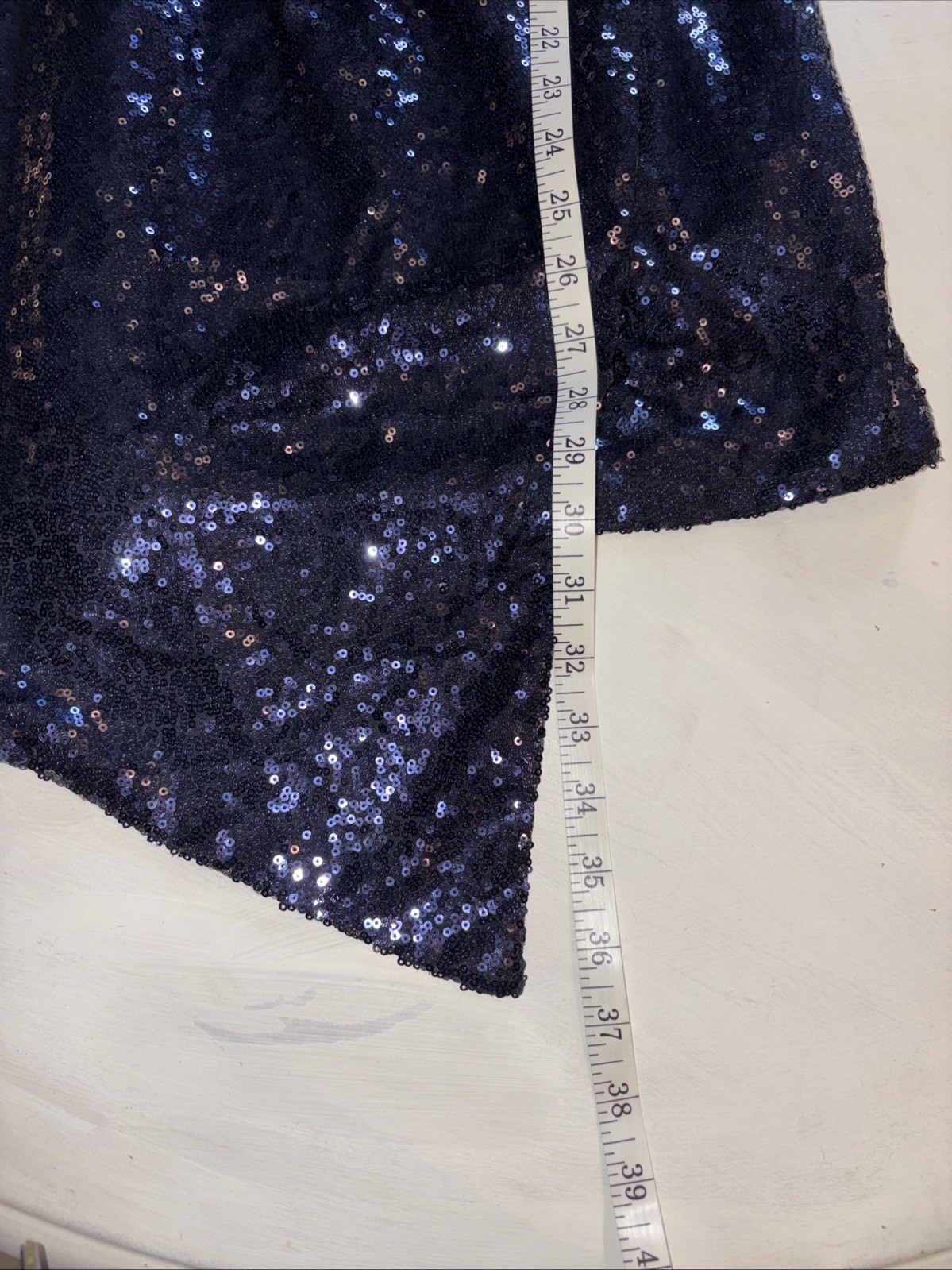 Lulus Womens Sequin Asymmetrical Tulip Hem Cocktail Mini Dress Size S Navy Blue