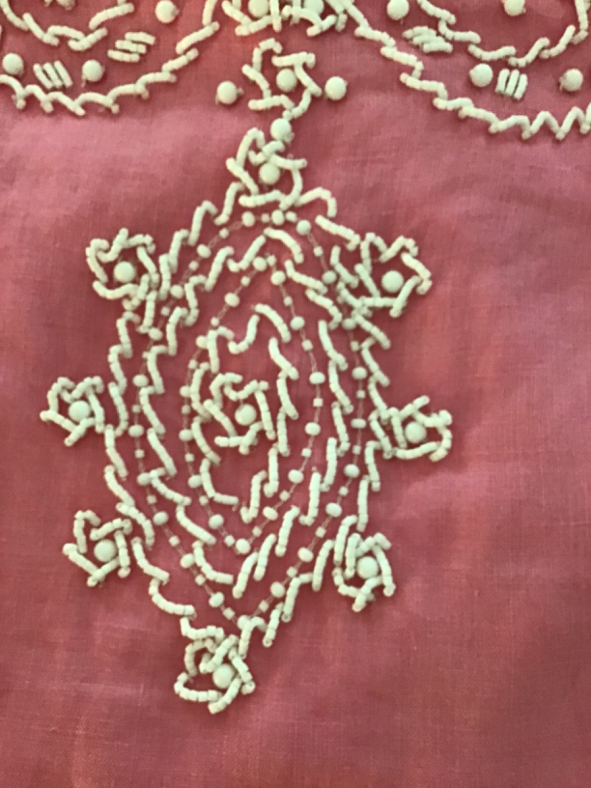 Lilly Pulitzer Rawley Linen Shift Dress Size 6 Pink Beaded White Embroidered