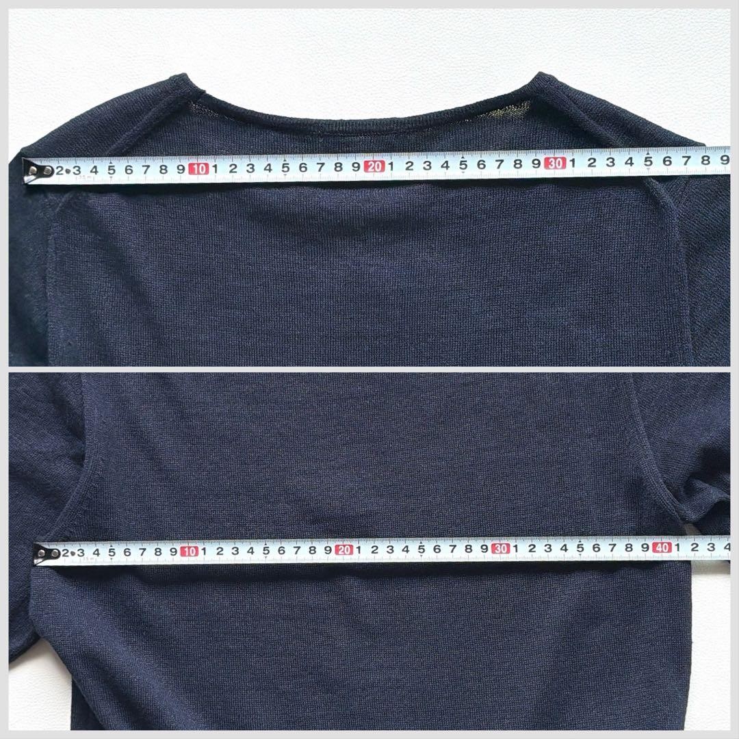 Tag Attached Margaret Howell Linen Cotton Navy Knit Docking Dress Short Sleeve