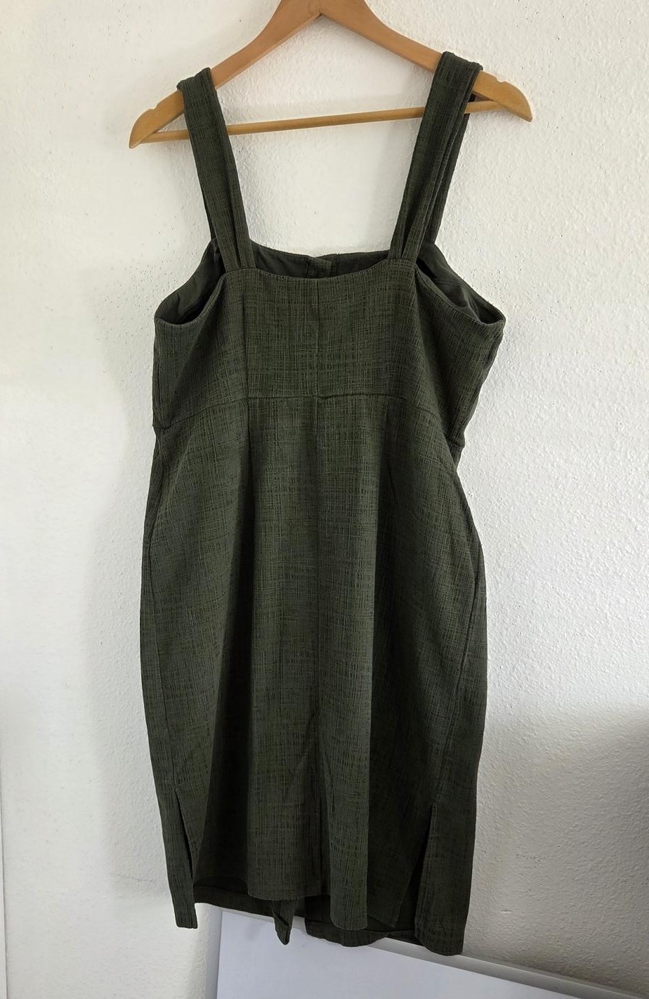 Madewell Texture & Thread Button-Front Tank Dress in Olive Green Size Medium