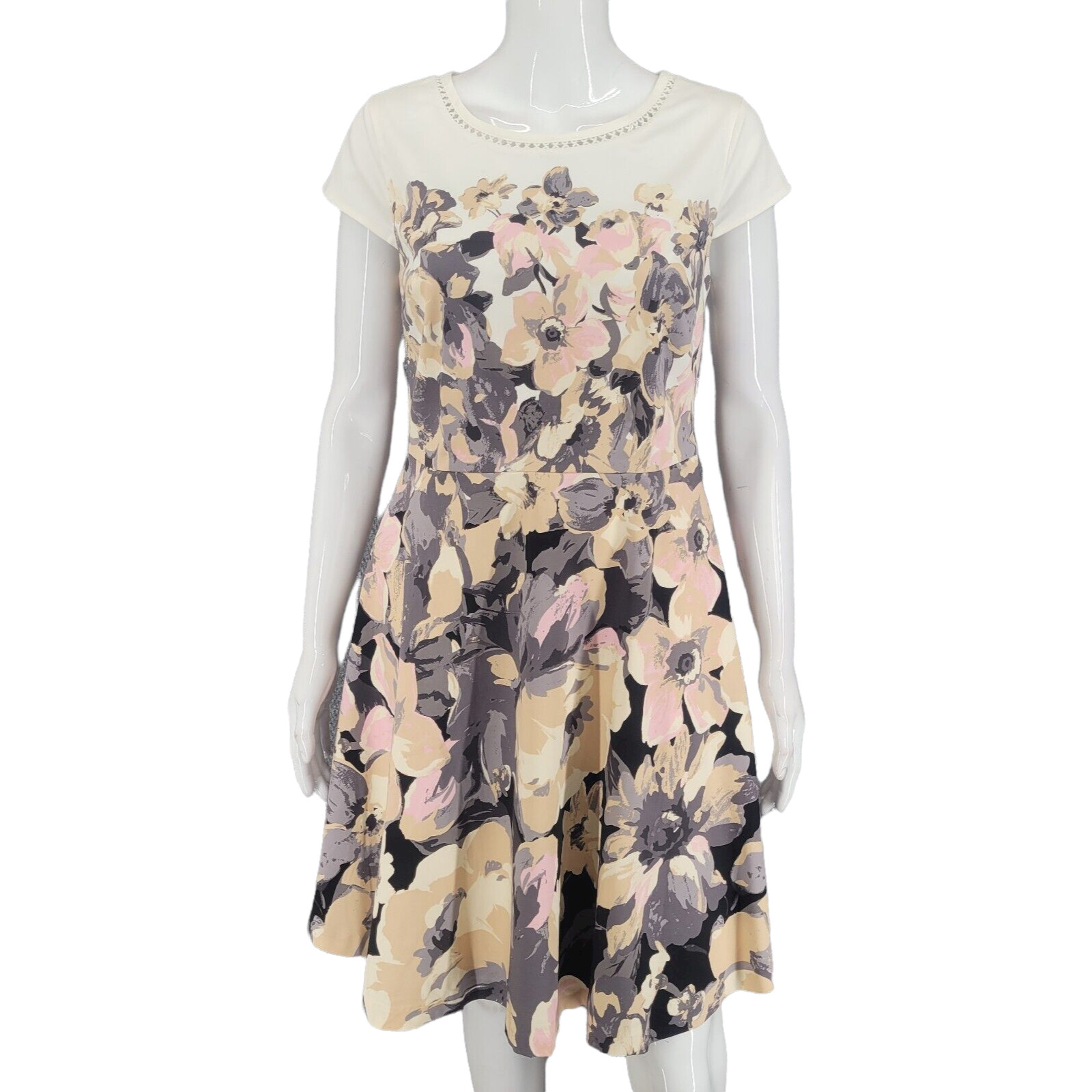 Isaac Mizrahi Live Women’s Floral Print Dress Size 4 Beige Gray Top