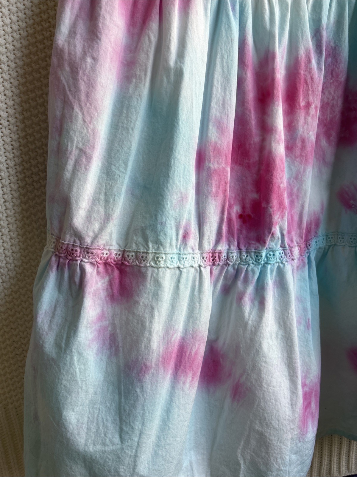 Women’s Adjustable Spaghetti Strap Tie Dye Dress Size Small Pink Blue Wild Fable
