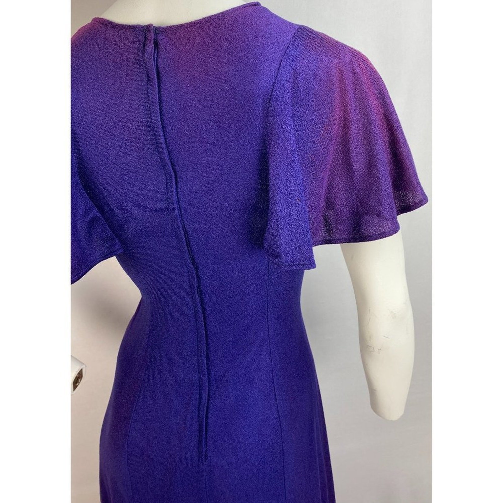 Vintage Terry Cloth Cap Sleeve Tie Maxi Dress Gradient Purple Pink sz 4