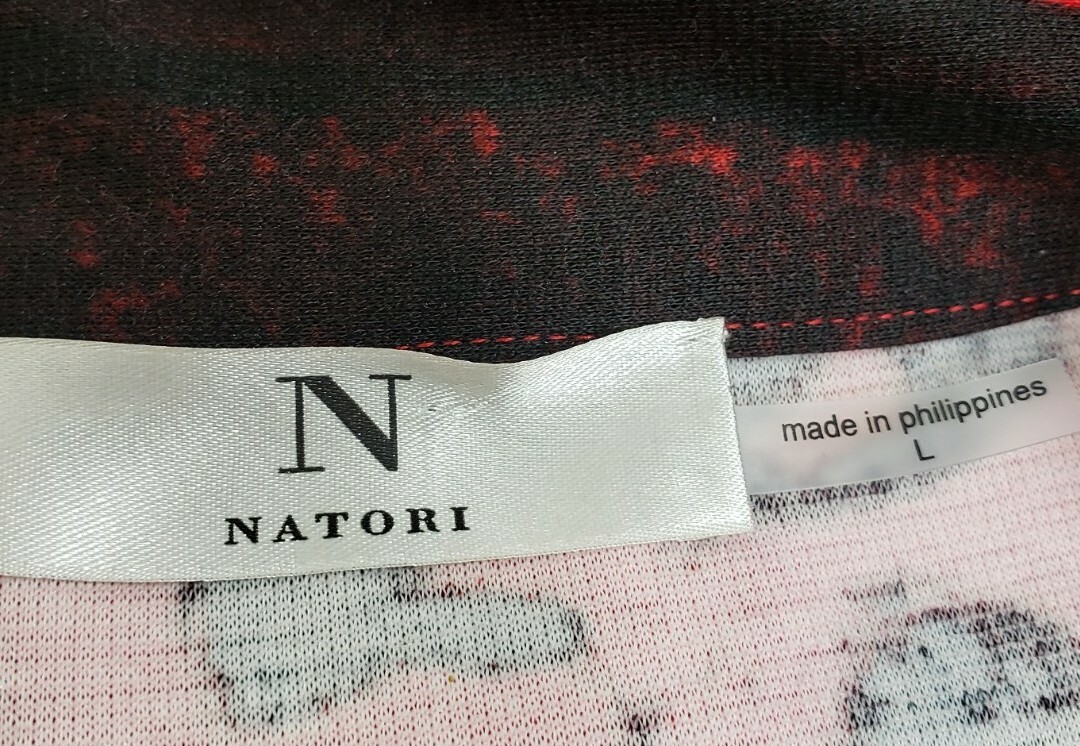 Natori Womens Dress Size Large Elbow Sleeve Pullover Red Black Abstract Casual